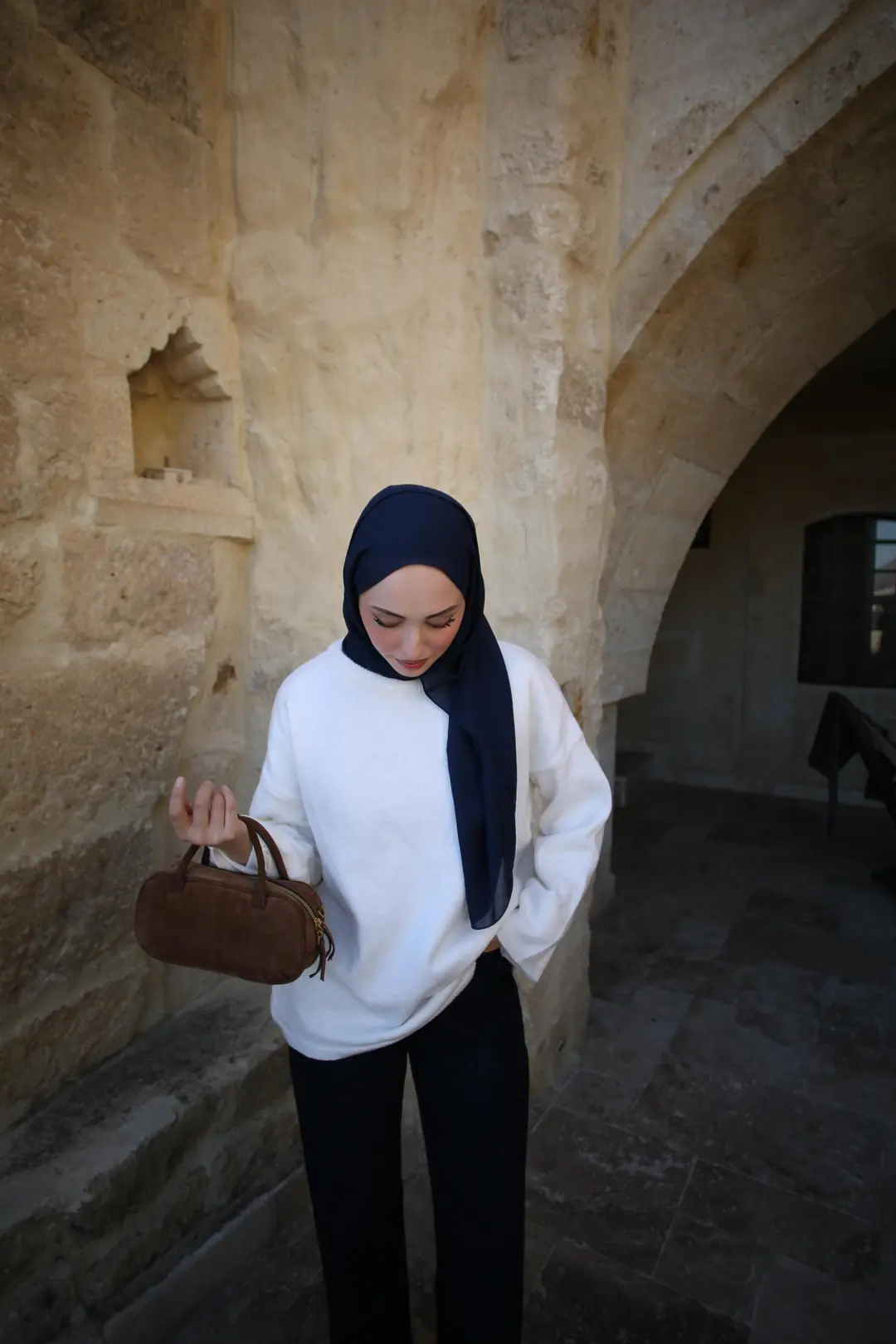 Geniş Kol Basıc Kazak Krem - Görsel 5