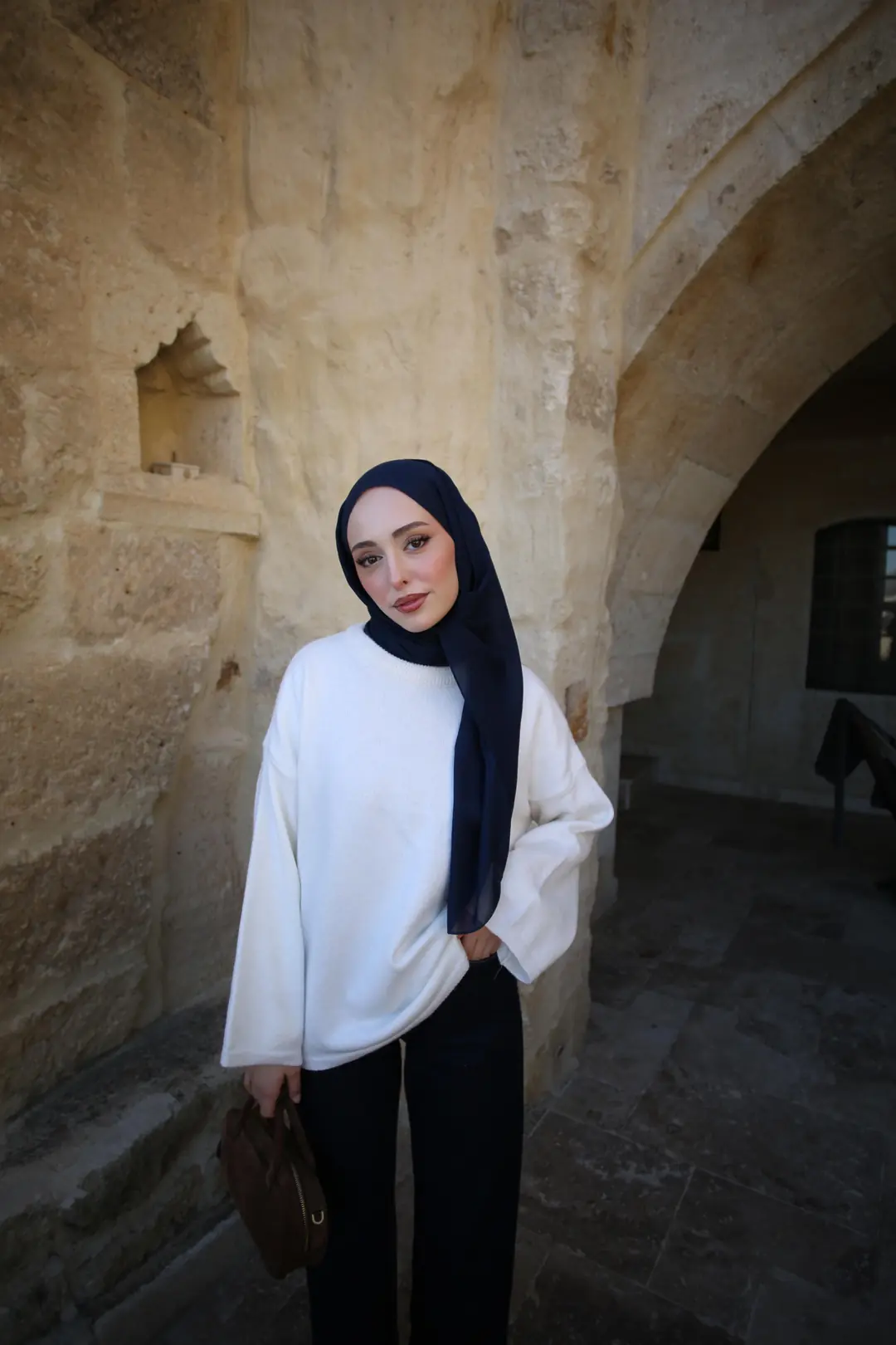 Geniş Kol Basıc Kazak Krem - Görsel 6