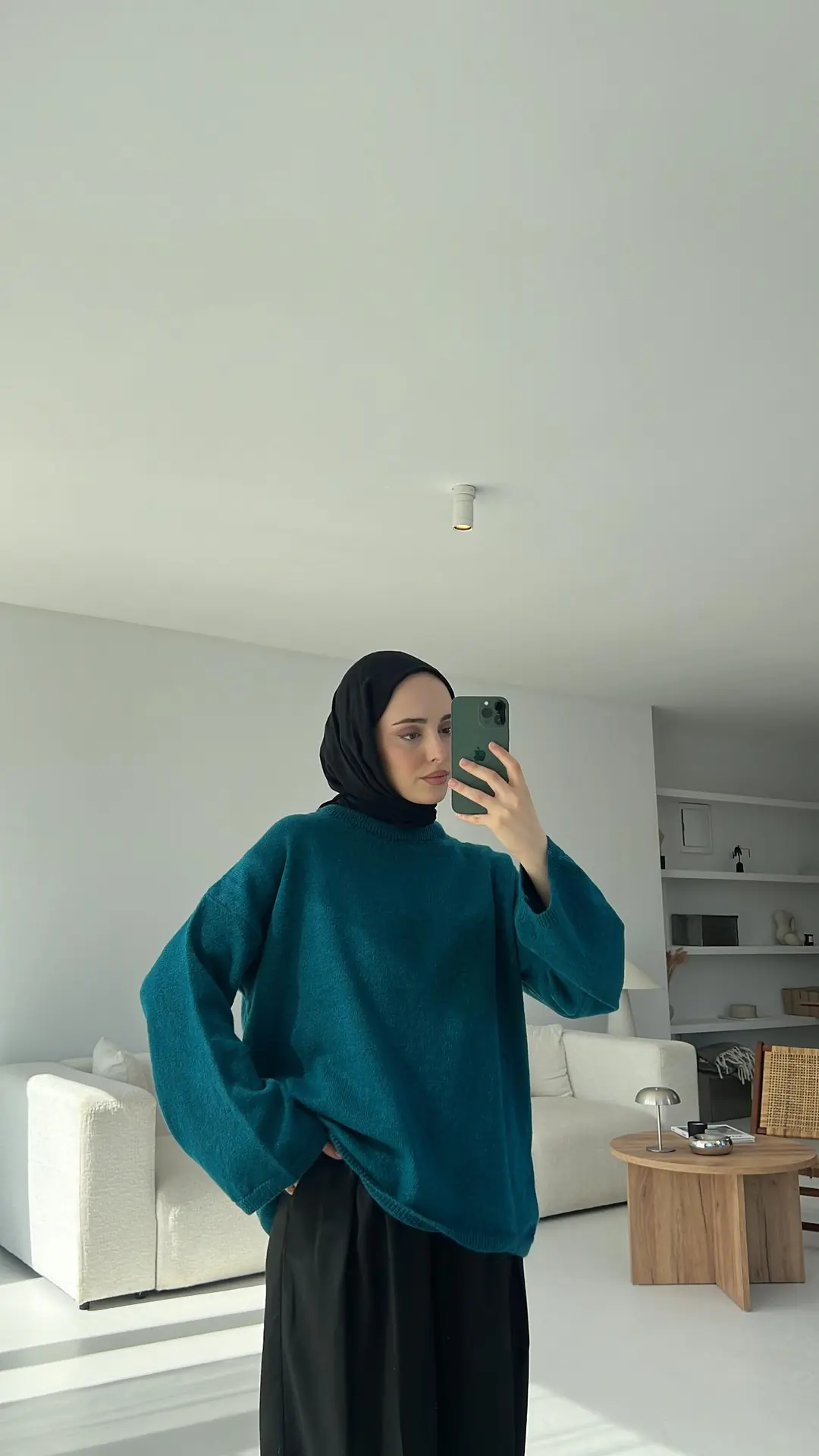 Geniş Kol Basıc Kazak Petrol - Görsel 5