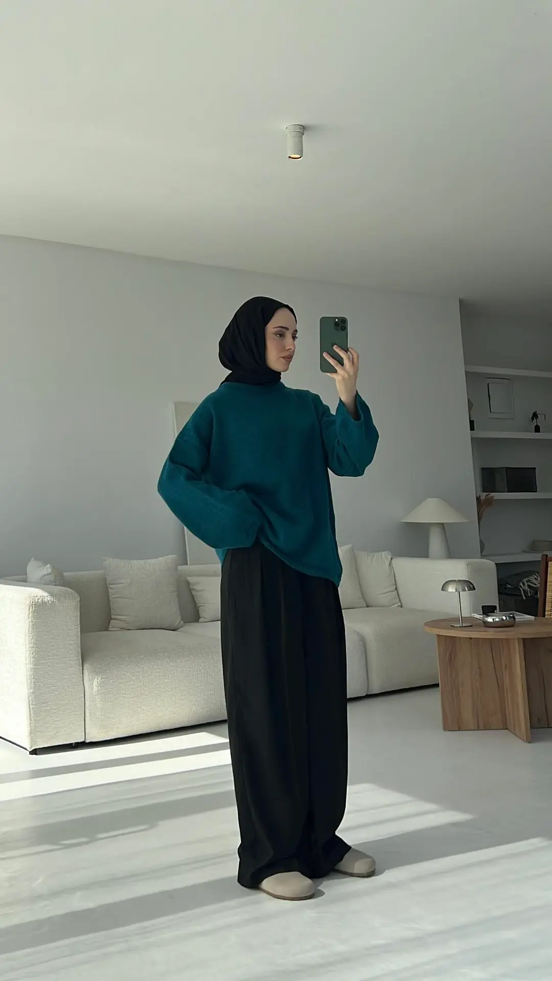 Geniş Kol Basıc Kazak Petrol - Görsel 6