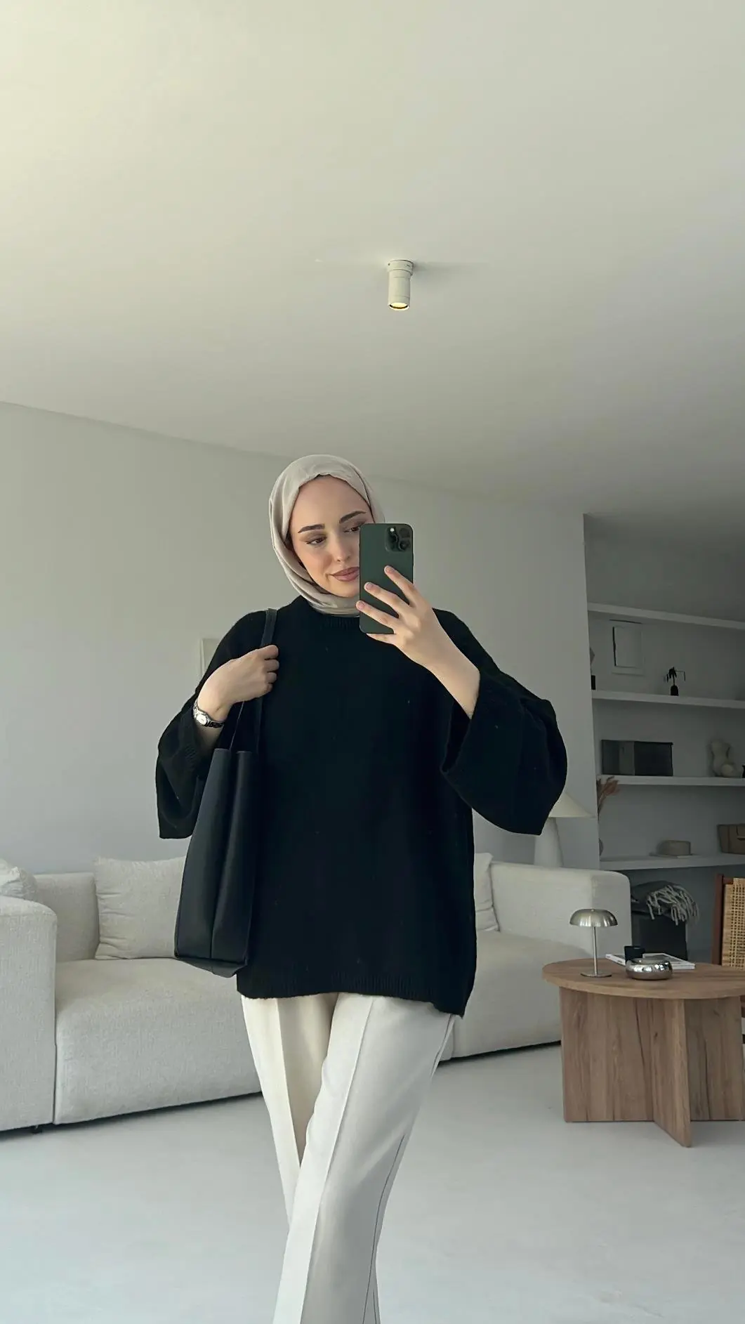 Geniş Kol Basıc Kazak Siyah - Görsel 3