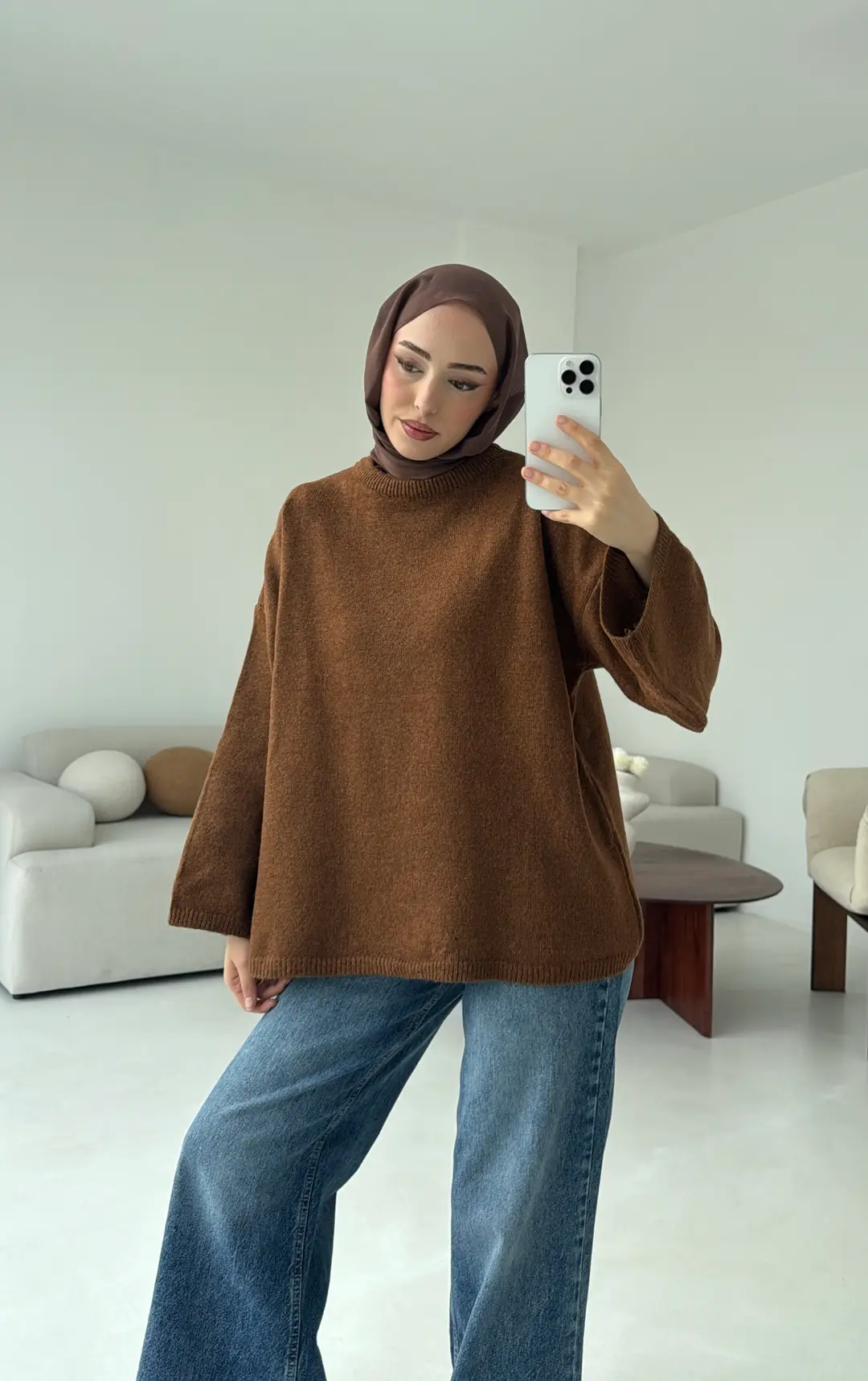 Geniş Kol Basıc Kazak Tarcın - Görsel 5