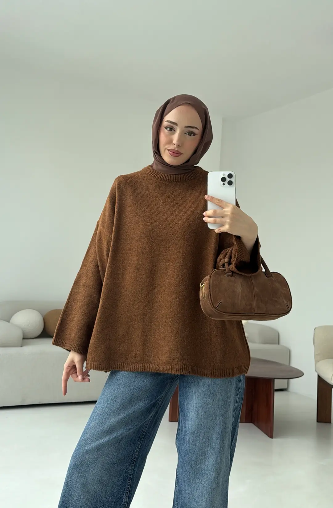 Geniş Kol Basıc Kazak Tarcın - Görsel 6