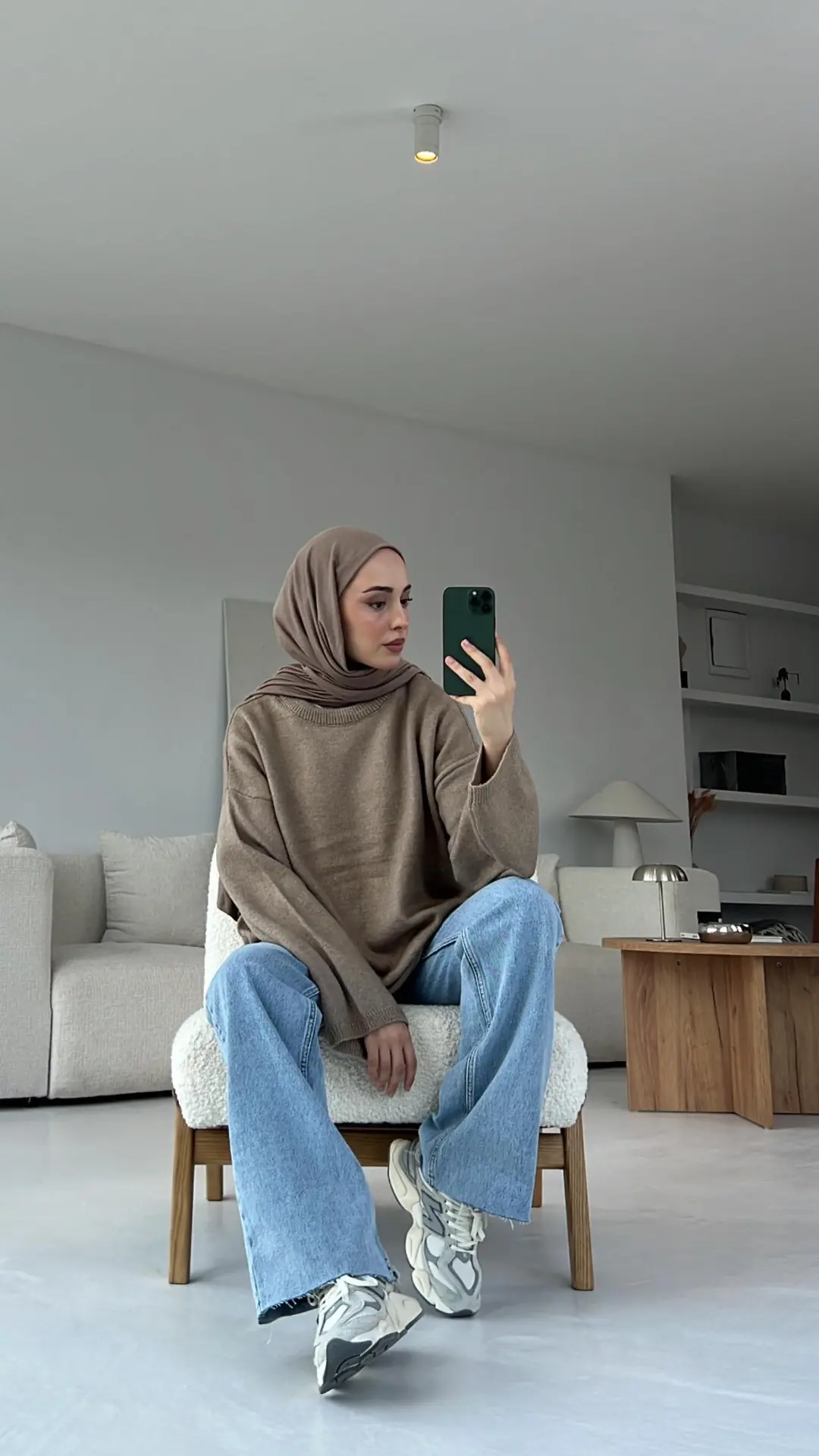 Geniş Kol Basıc Kazak Vizon