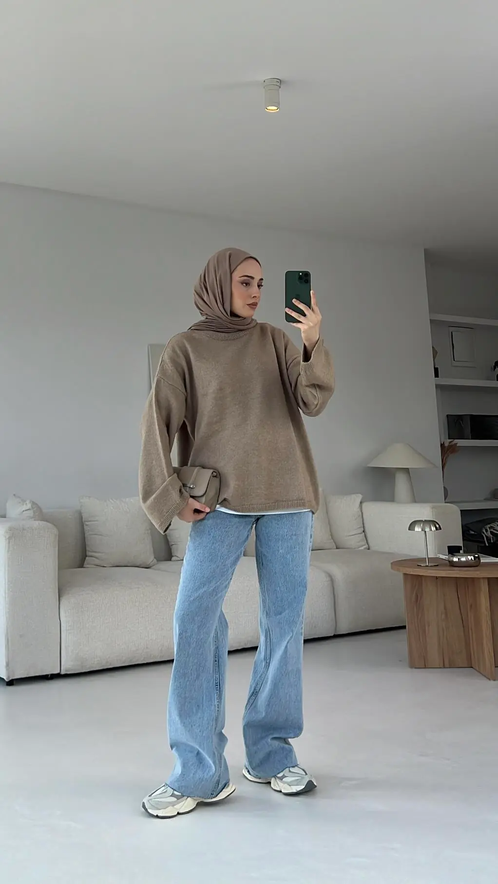 Geniş Kol Basıc Kazak Vizon - Görsel 3