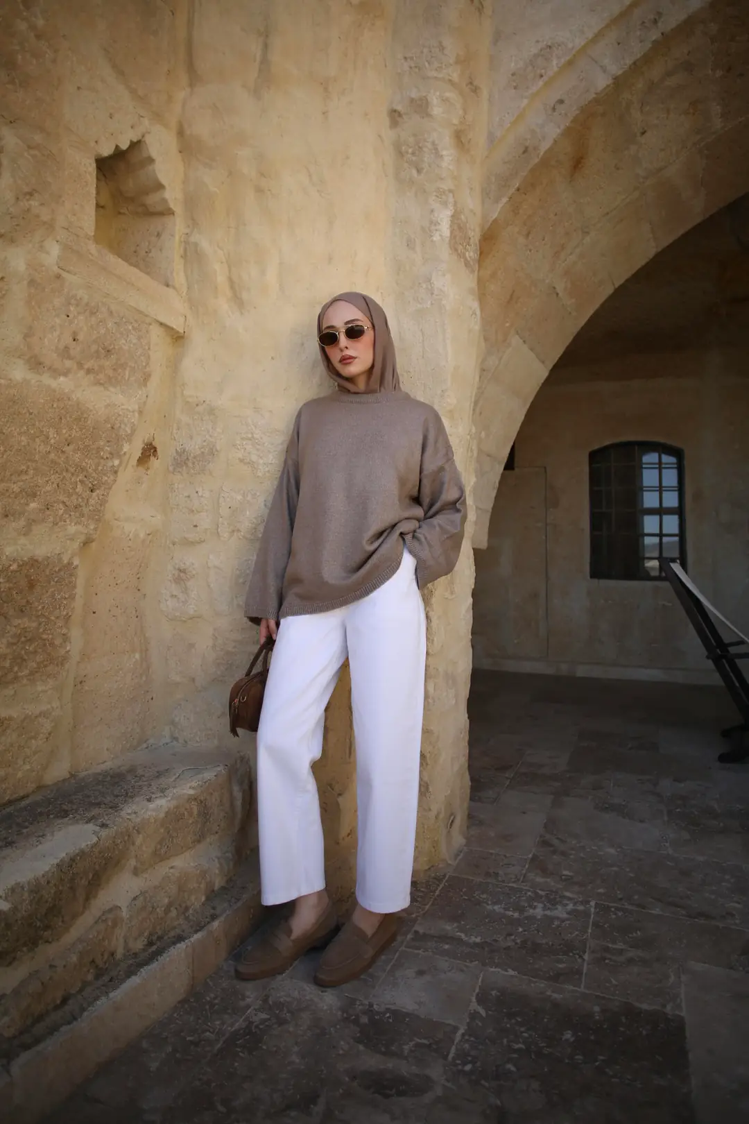 Geniş Kol Basıc Kazak Vizon - Görsel 5