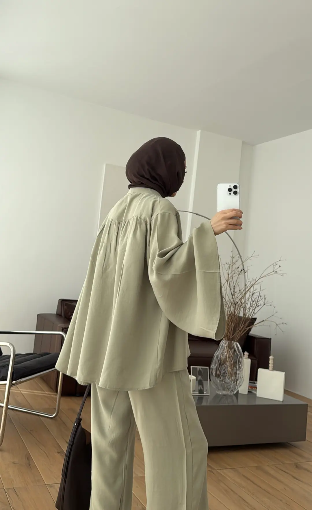 Geniş Kol Büzgülü Takım Mint - Görsel 3