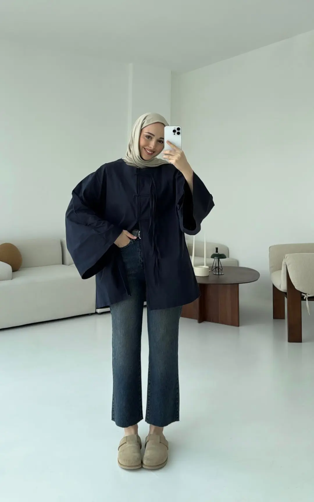 Geniş Kol Kimono Lacivert