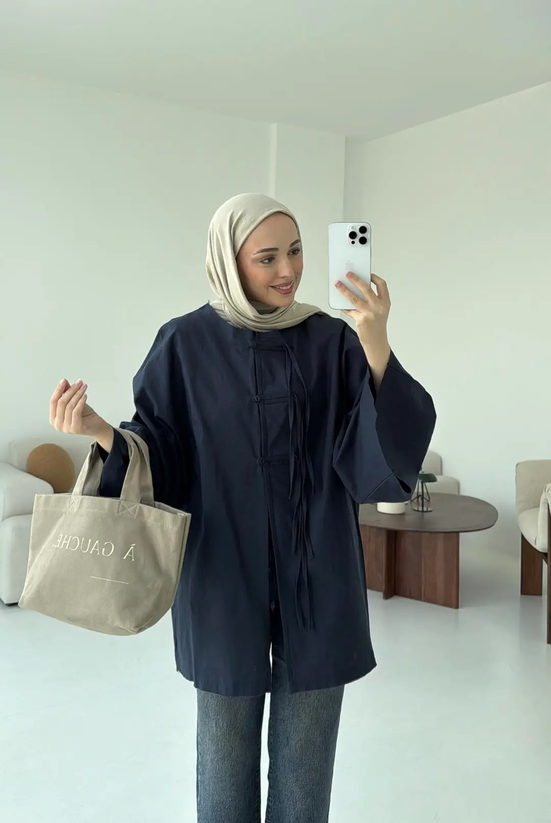 Geniş Kol Kimono Lacivert - Görsel 3