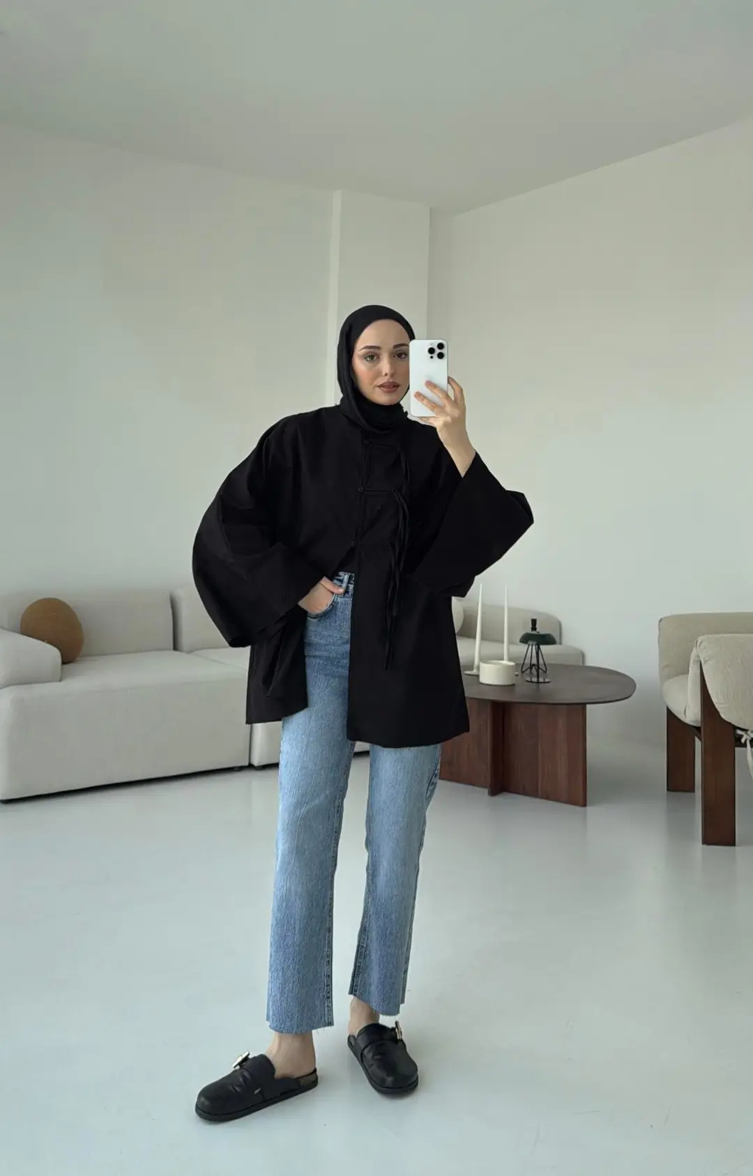 Geniş Kol Kimono Siyah - Görsel 5