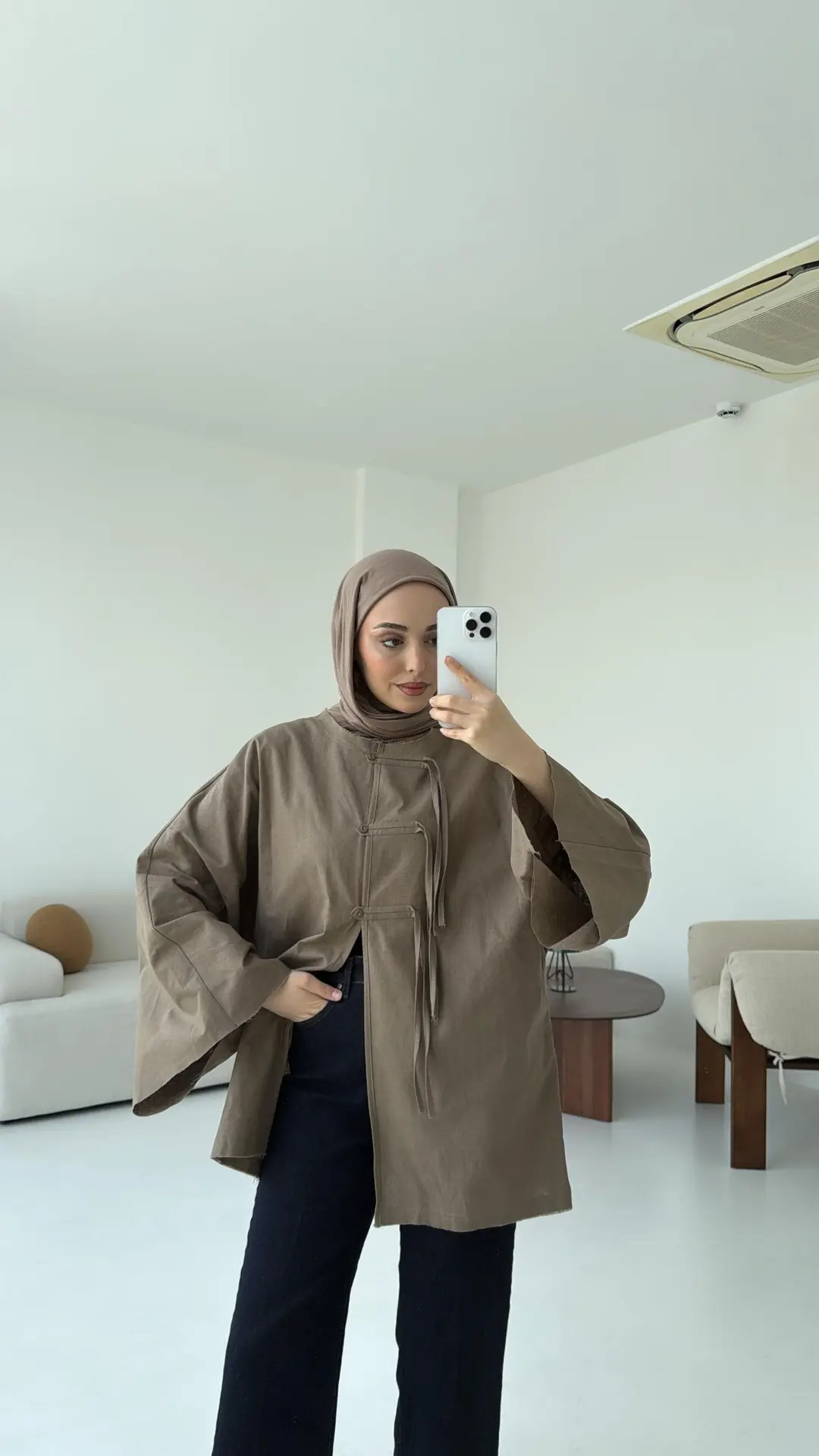 Geniş Kol Kimono Vizon - Görsel 3