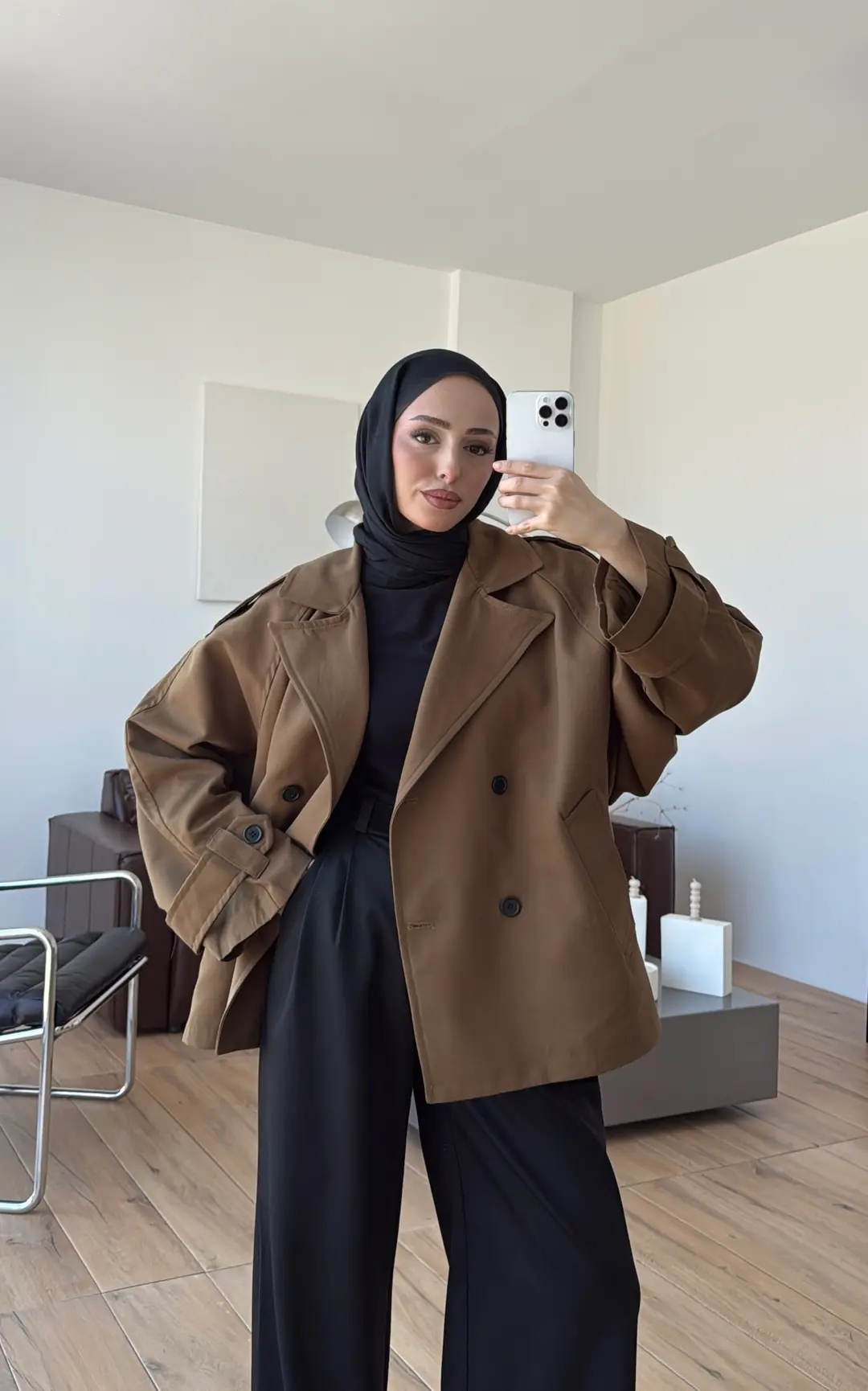 Geniş Kol Oversize Trençkot Yağ Yeşili - Görsel 2