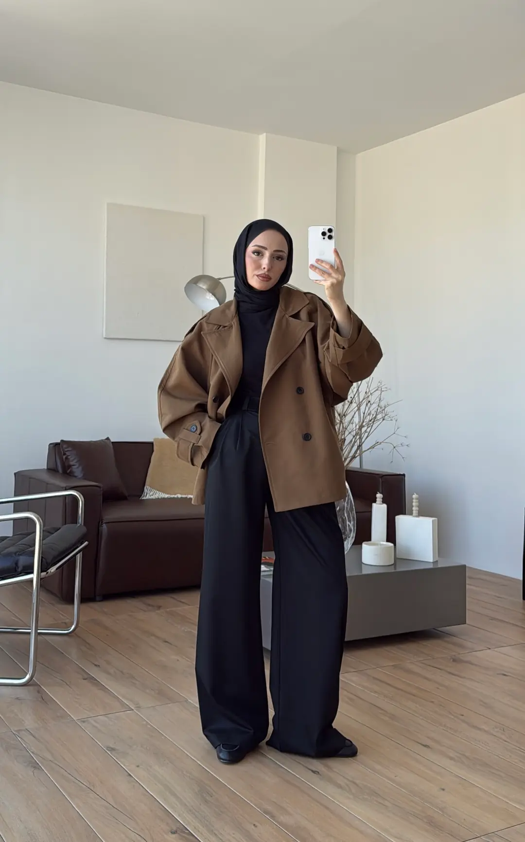 Geniş Kol Oversize Trençkot Yağ Yeşili - Görsel 3