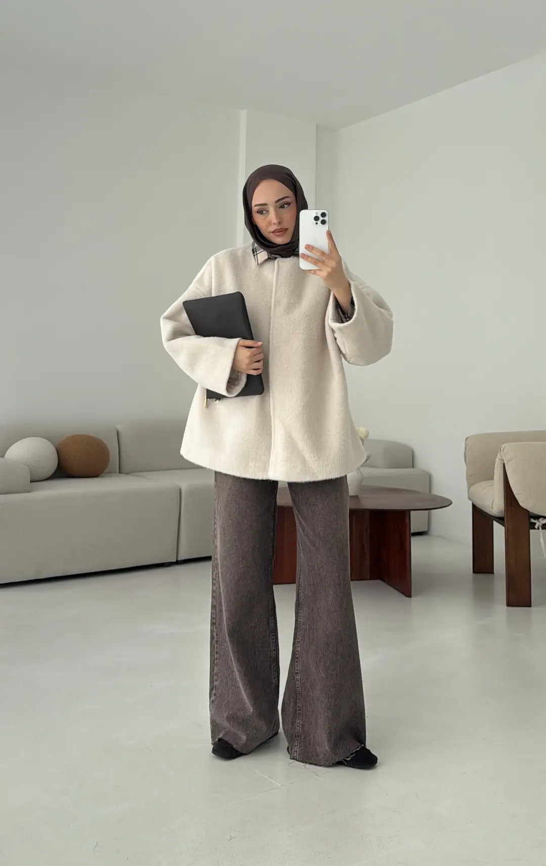 Gizli Düğmeli Kaban Bej - Görsel 4