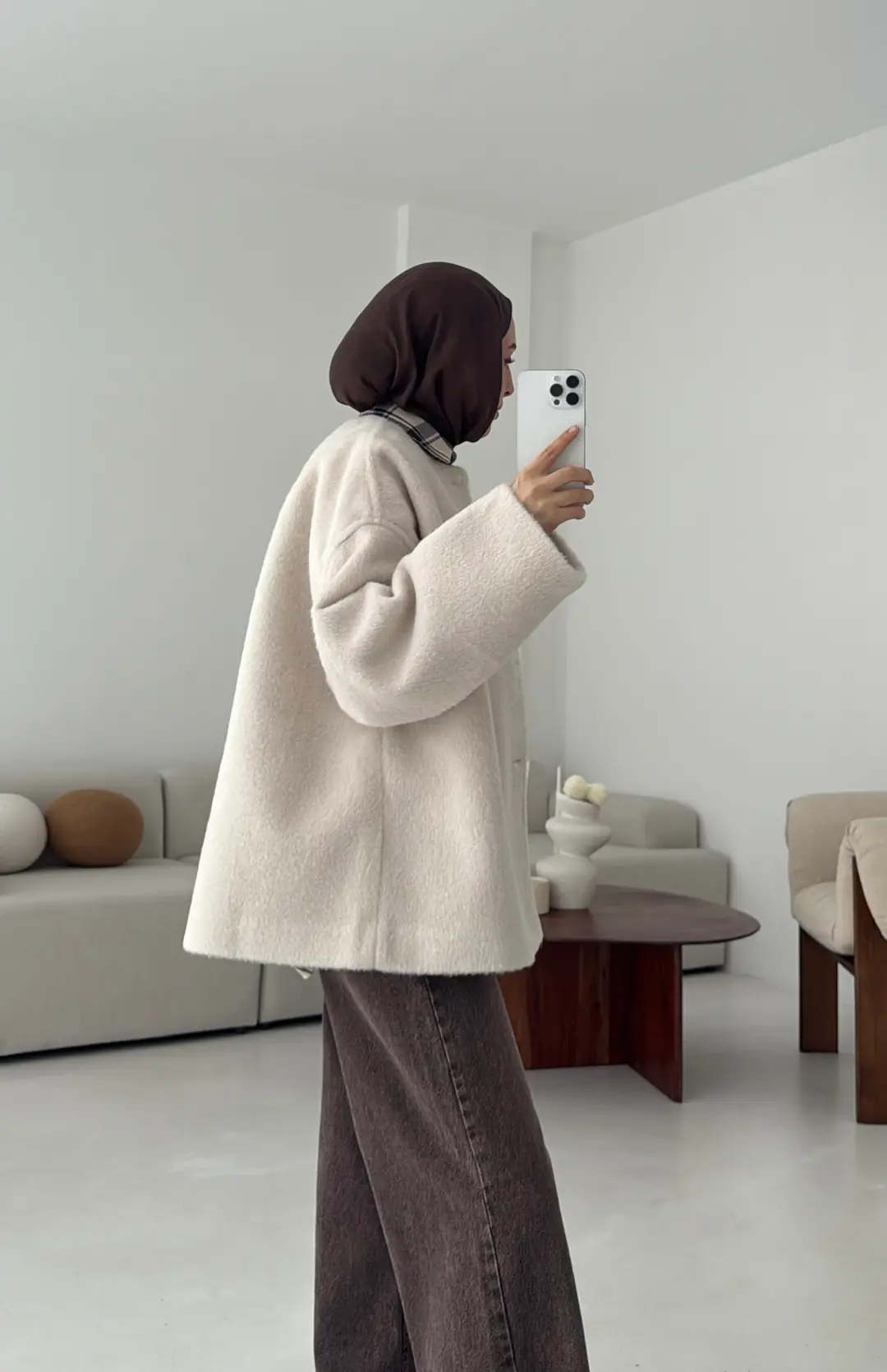 Gizli Düğmeli Kaban Bej - Görsel 8