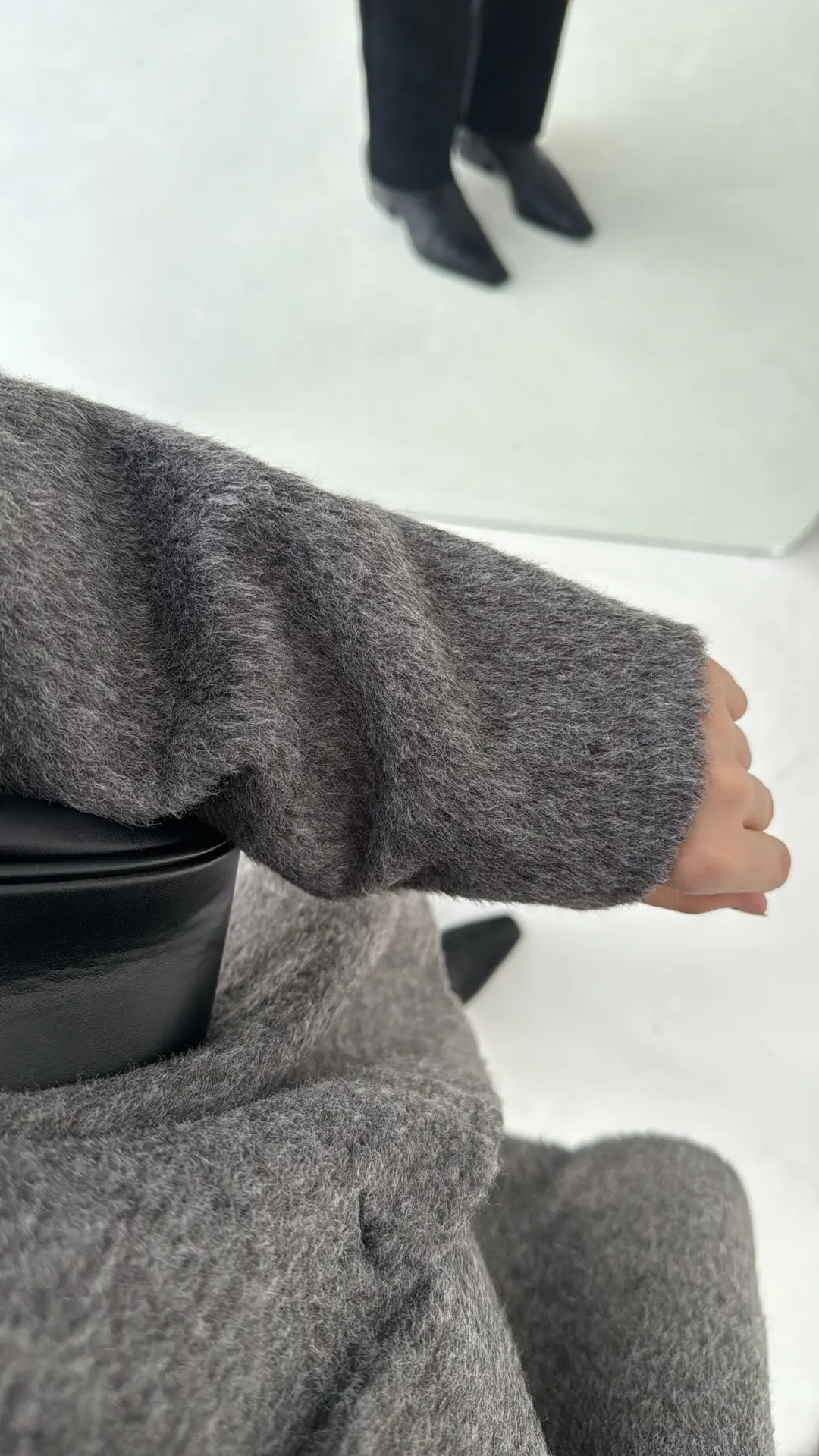 Gizli Düğmeli Kaban Gri - Görsel 7