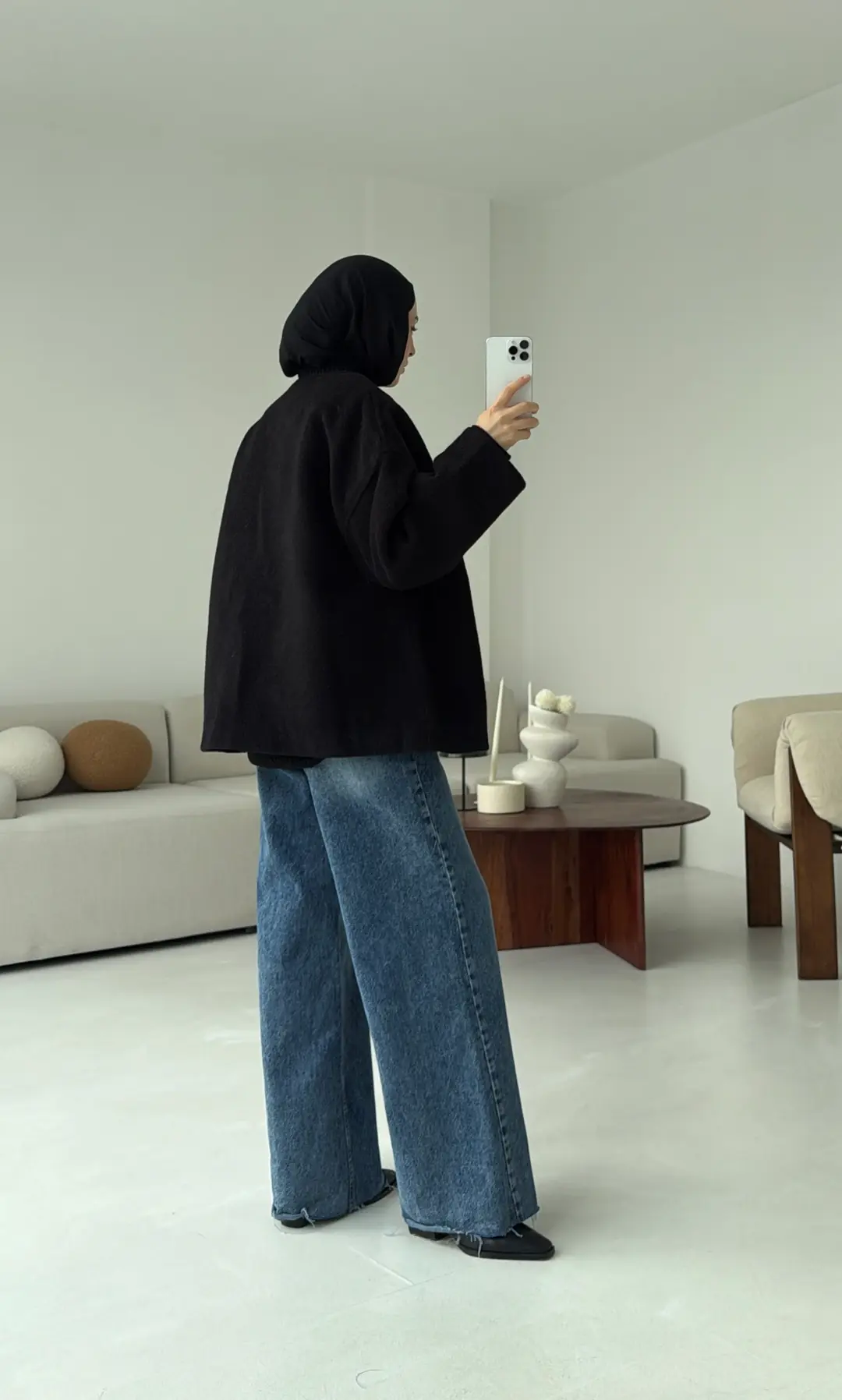 Gizli Düğmeli Kaban Siyah - Görsel 2