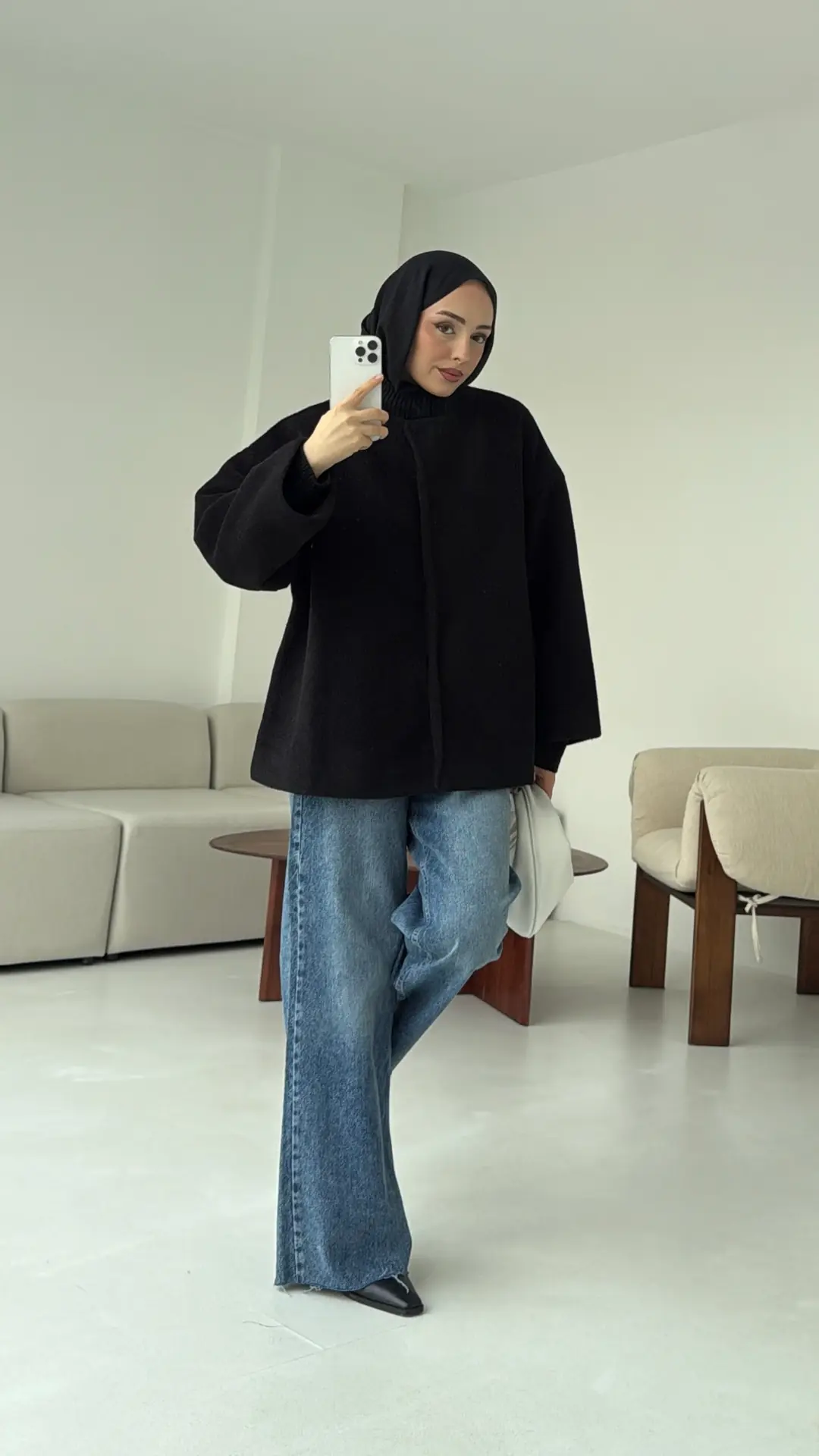 Gizli Düğmeli Kaban Siyah - Görsel 4