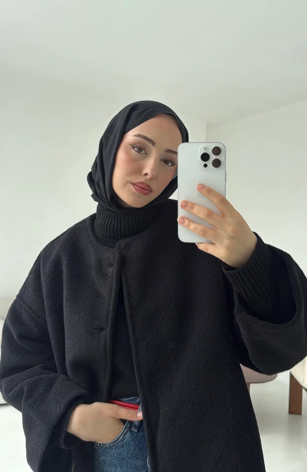 Gizli Düğmeli Kaban Siyah - Görsel 6