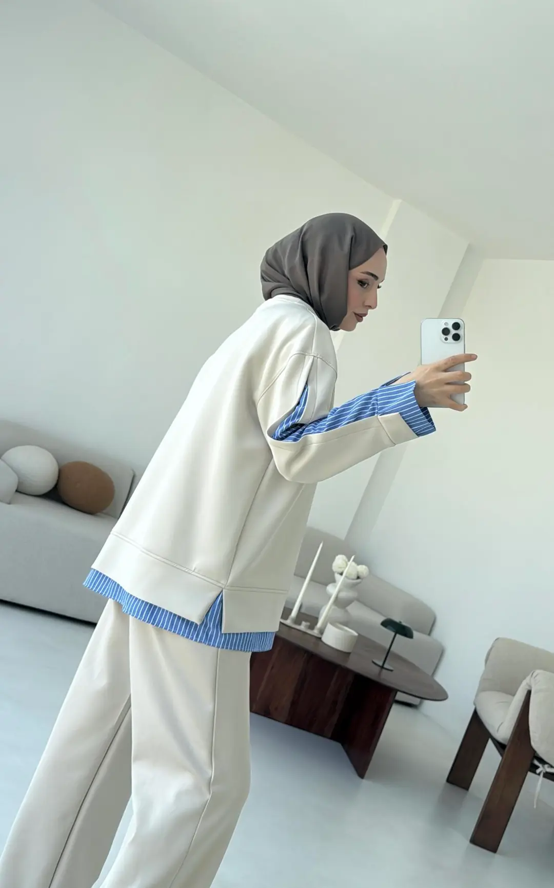 Gömlek Detay Scuba Takım Bej