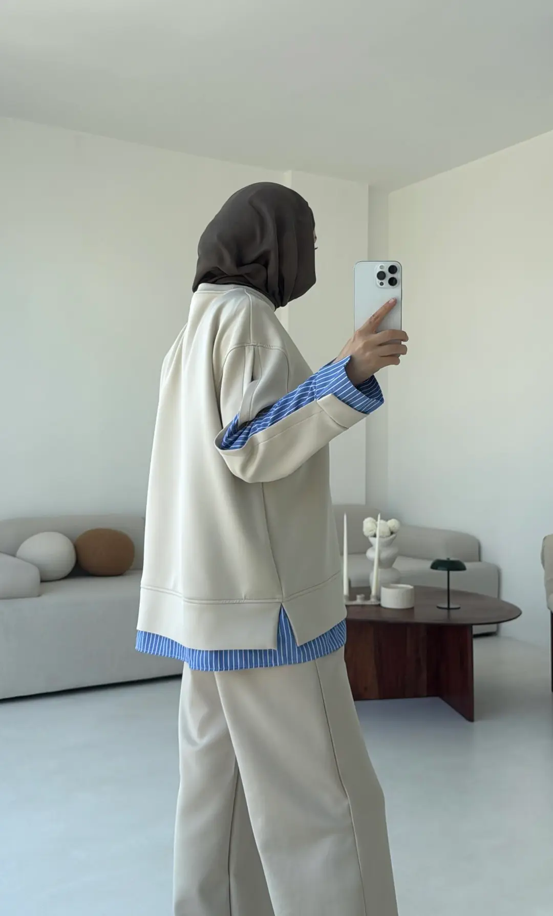 Gömlek Detay Scuba Takım Bej - Görsel 2