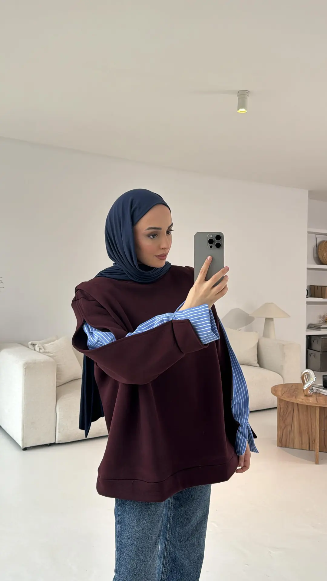 Gömlek Detay Sweatshirt Bordo