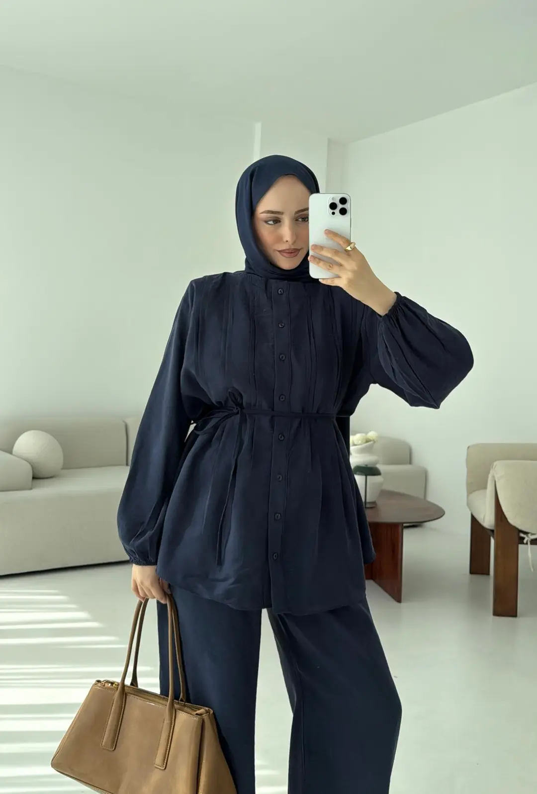 Gömlekli Nervürlü Takım Lacivert - Görsel 7