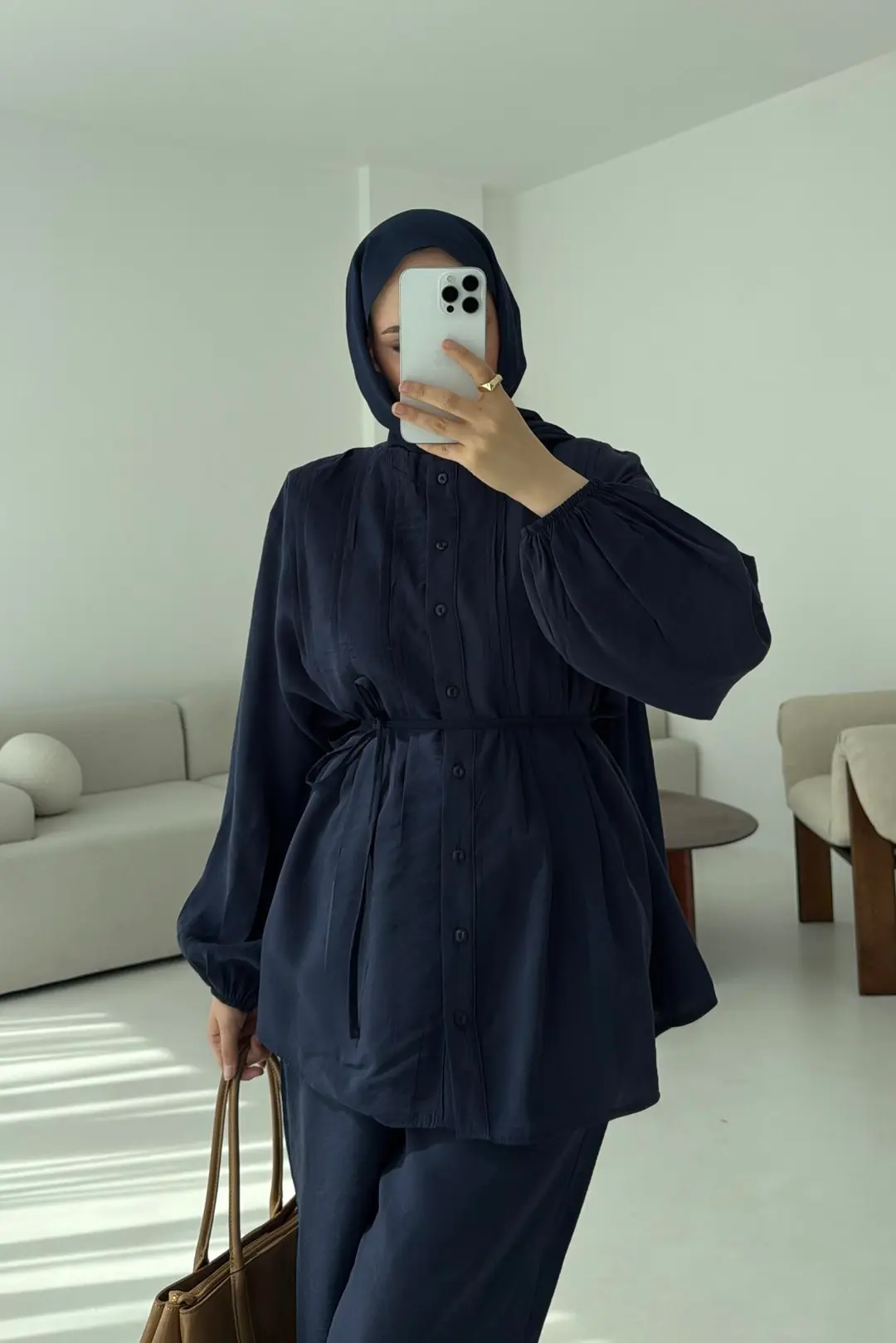 Gömlekli Nervürlü Takım Lacivert - Görsel 9