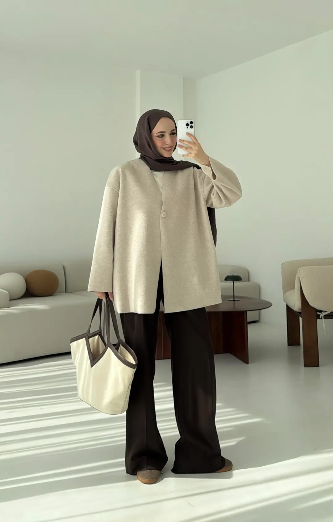 Hafif Tek Dügmeli Kaşe Ceket Bej - Görsel 4