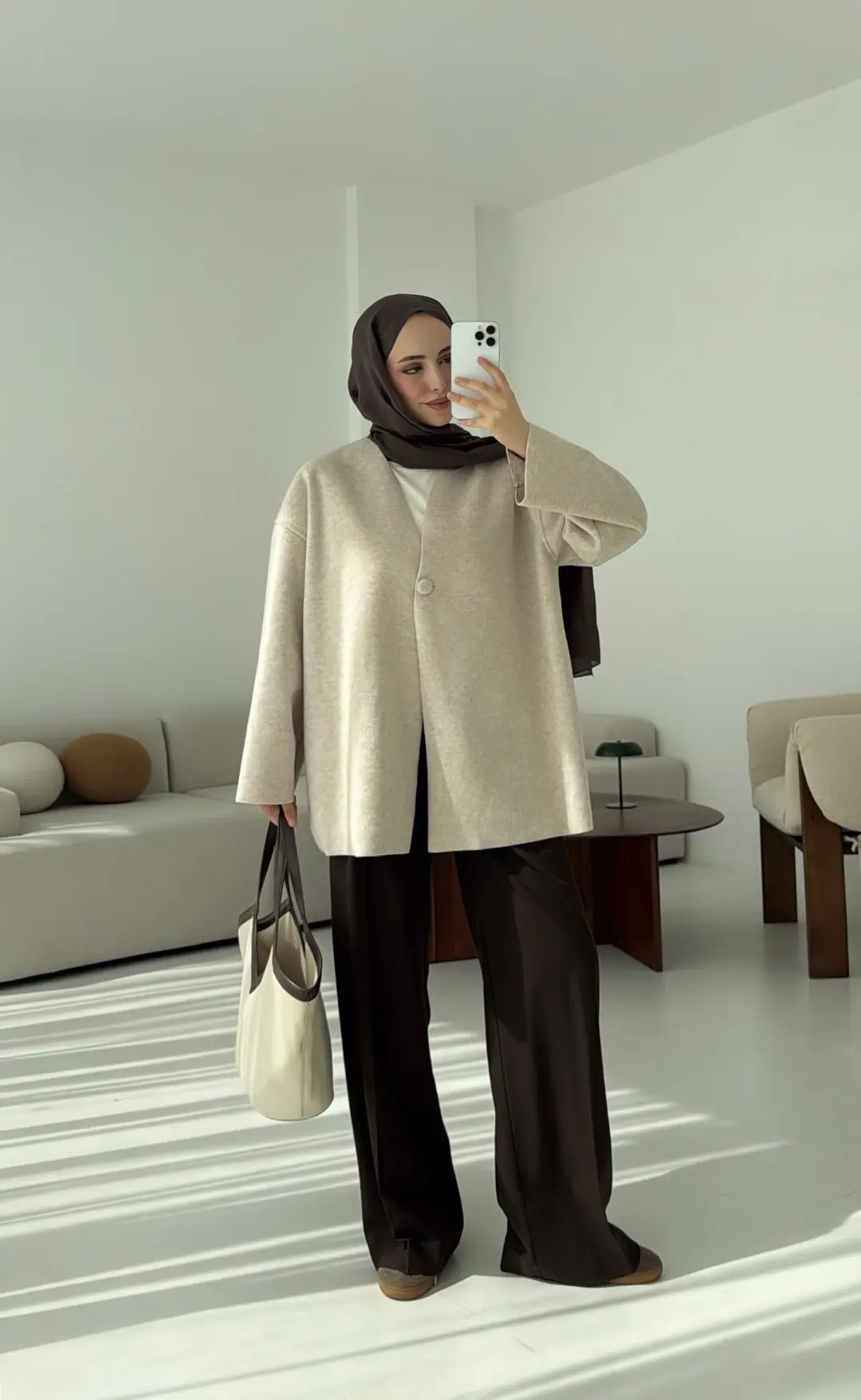 Hafif Tek Dügmeli Kaşe Ceket Bej - Görsel 6