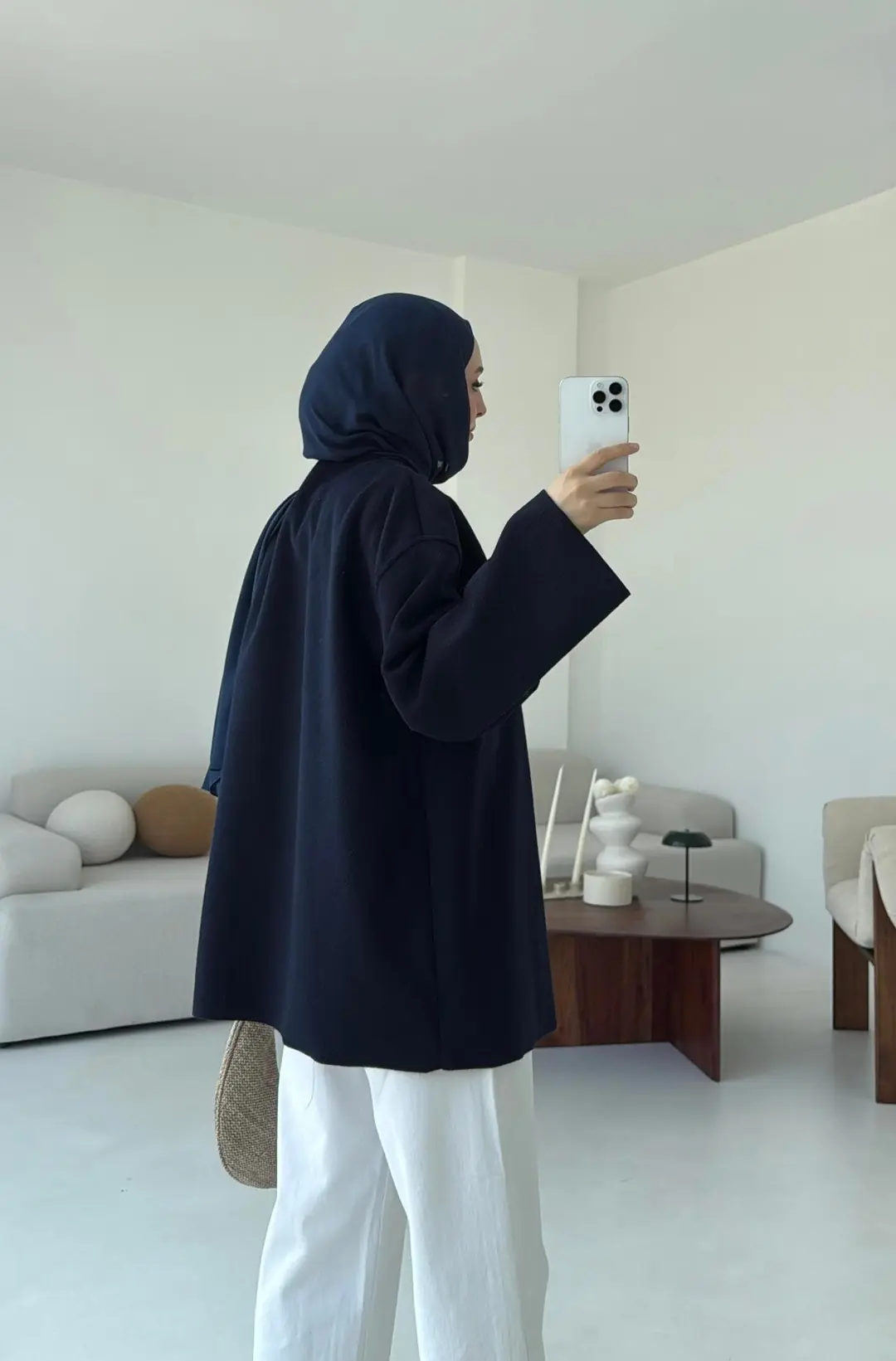 Hafif Tek Dügmeli Kaşe Ceket Lacivert - Görsel 3