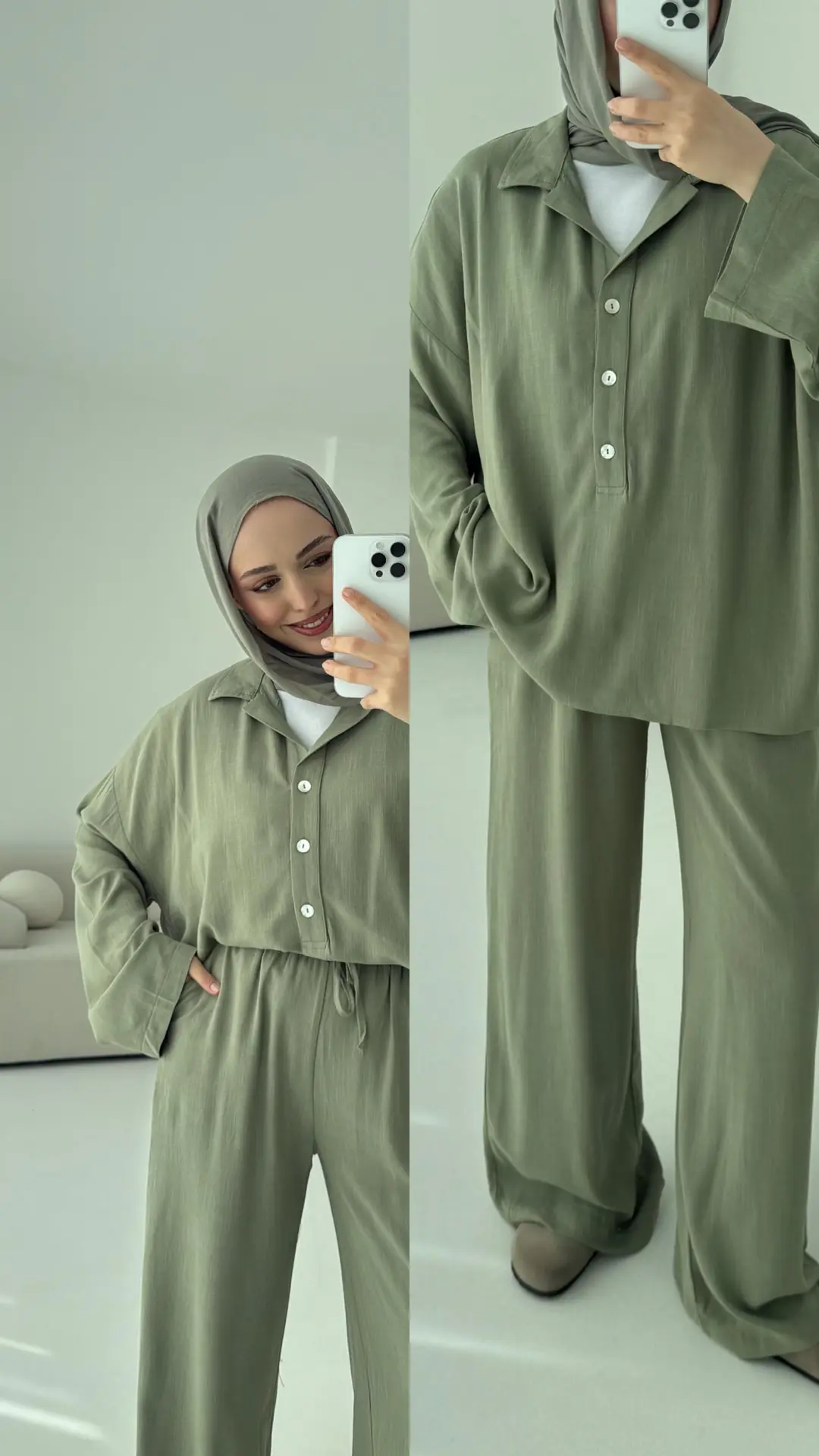 Haki Bluz Takım Bukle