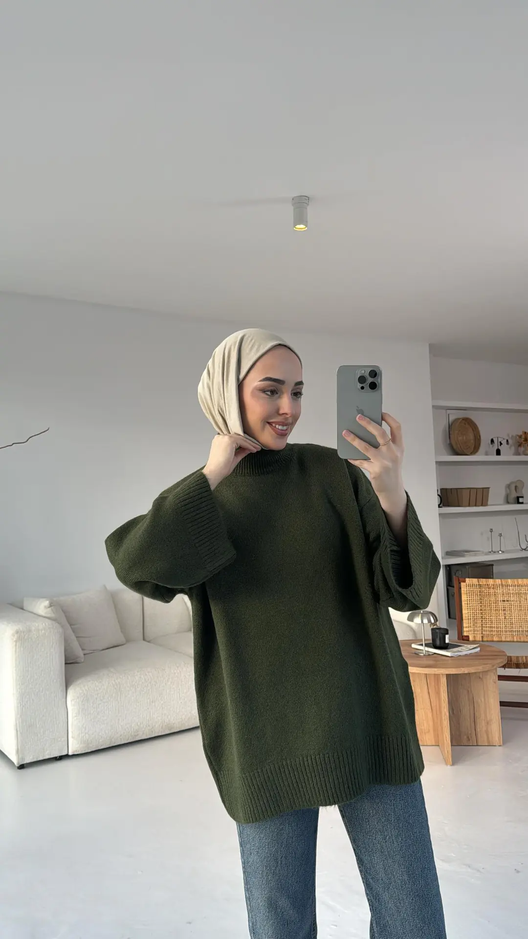 Haki Yarım Yaka Triko - Görsel 2