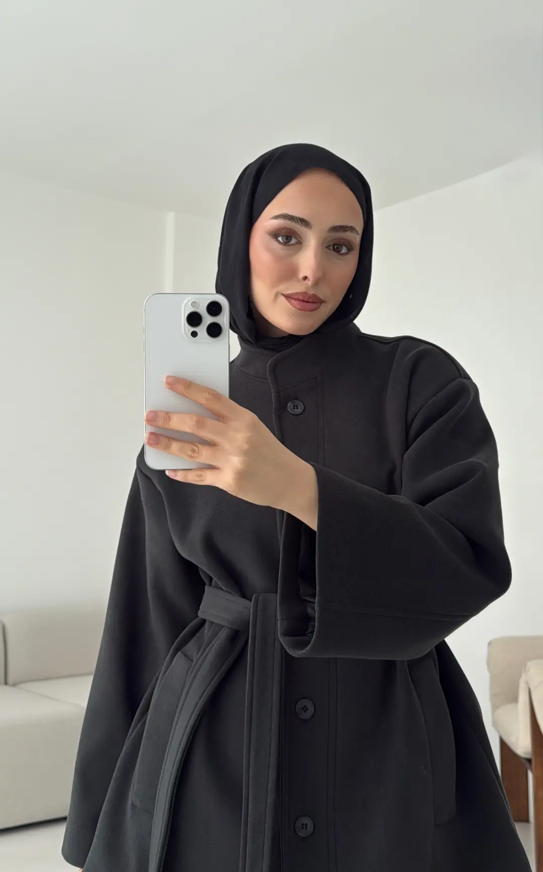 Hakim Yaka Atkılı Ceket/Kaban Koyu Gri - Görsel 7