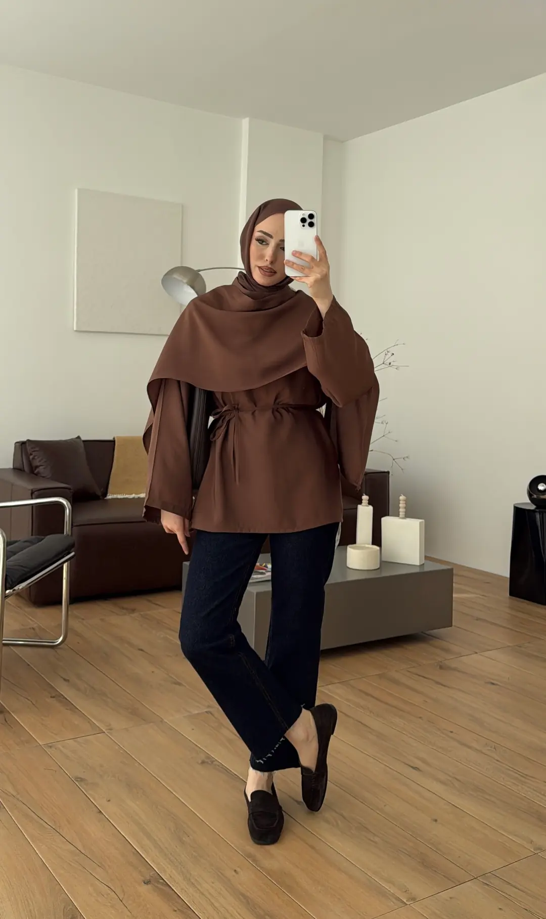 Hakim Yaka Bluz Gömlek Kahve - Görsel 2