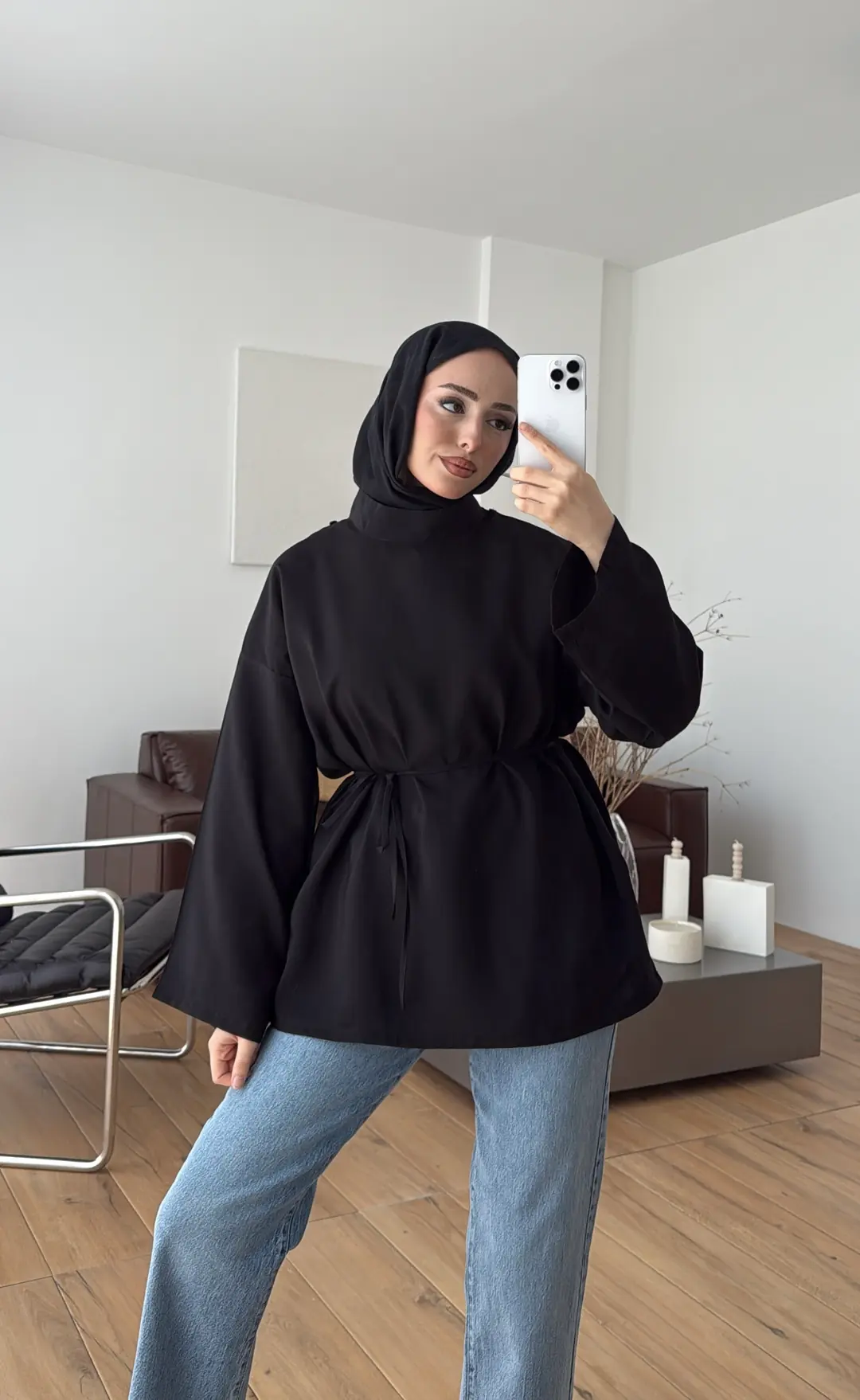 Hakim Yaka Bluz Gömlek Siyah - Görsel 6