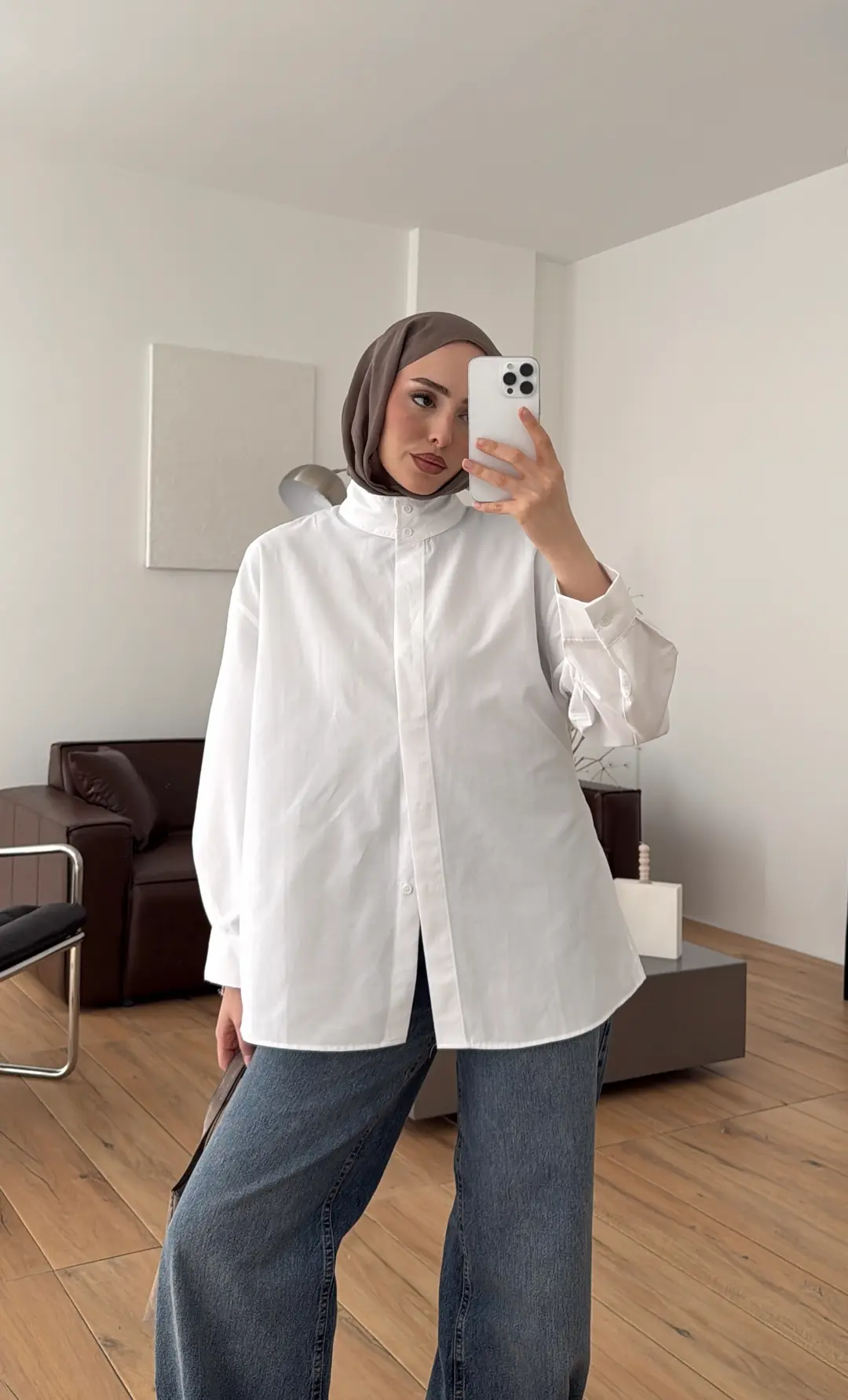 Hakim Yaka Gömlek Beyaz - Görsel 4