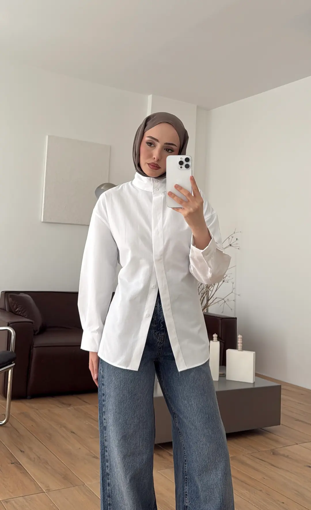 Hakim Yaka Gömlek Beyaz - Görsel 7