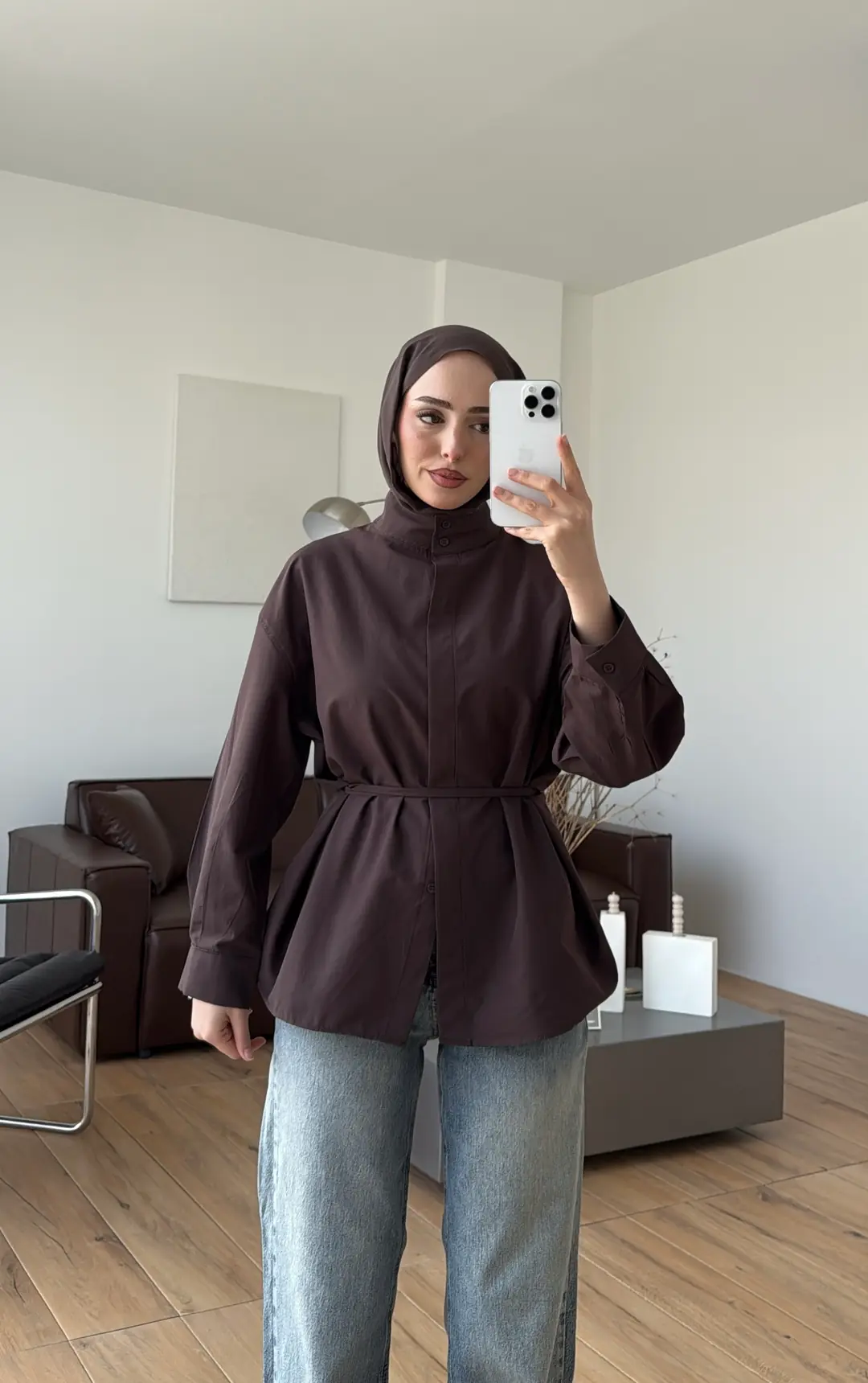 Hakim Yaka Gömlek Kahve - Görsel 4