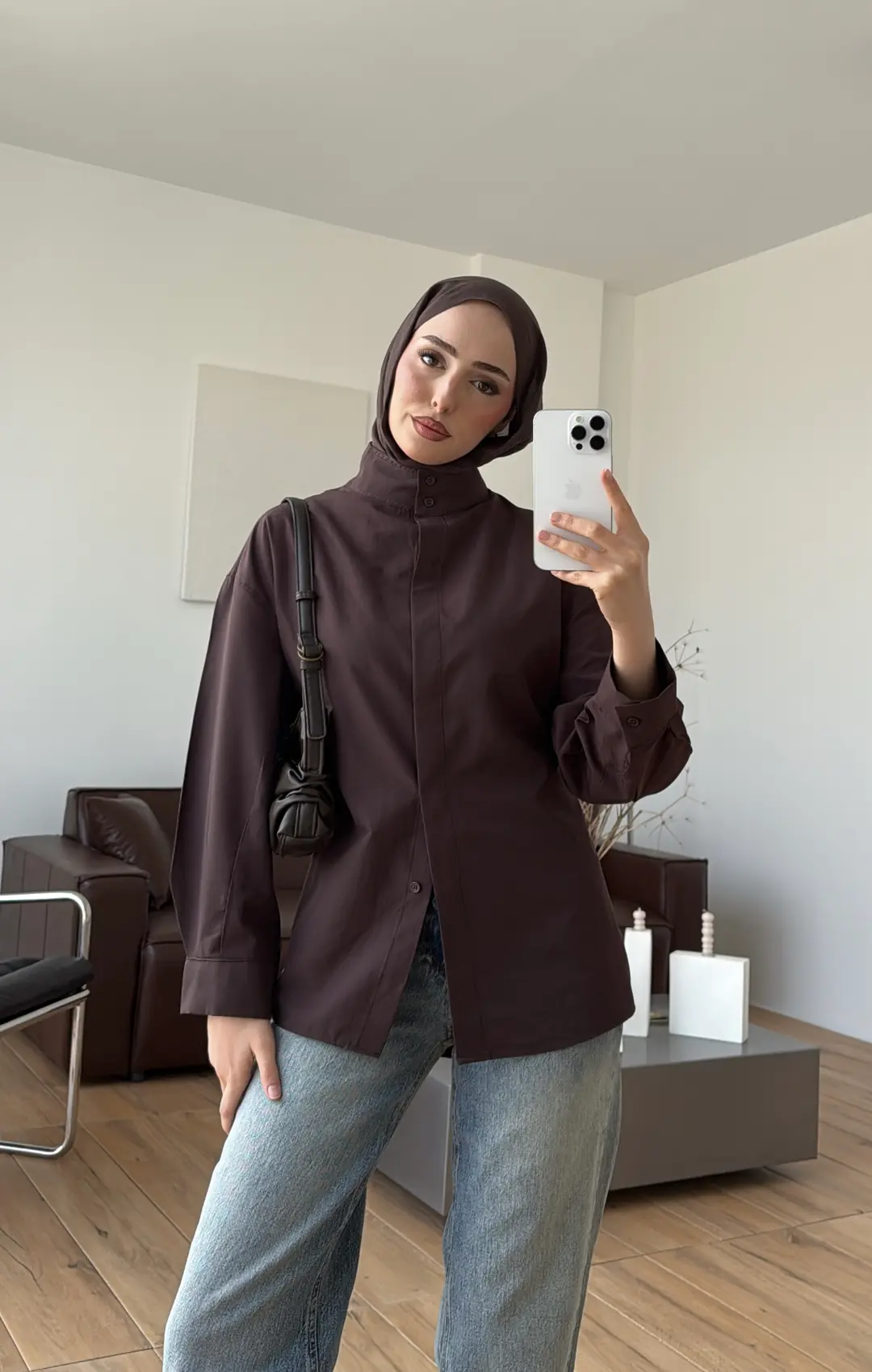 Hakim Yaka Gömlek Kahve - Görsel 6