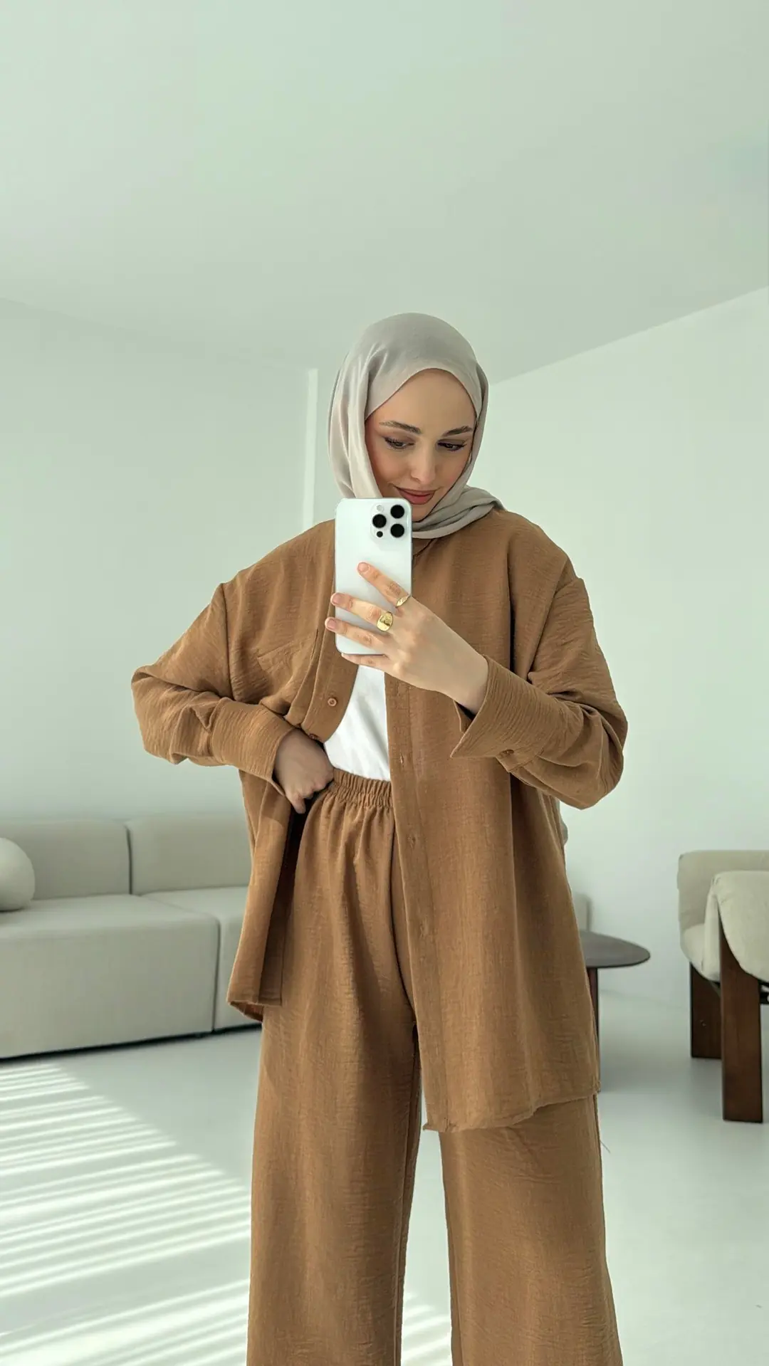 Hakim Yaka Gömlekli Takım Kiremit - Görsel 4