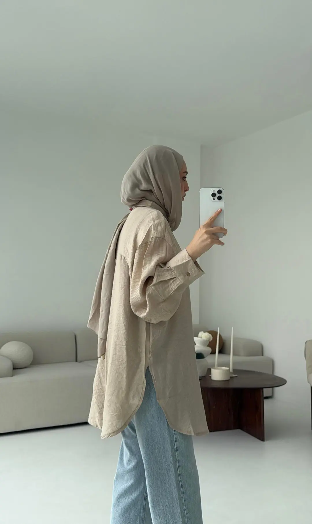 Hasır Kemerli Gömlek Taş - Görsel 2