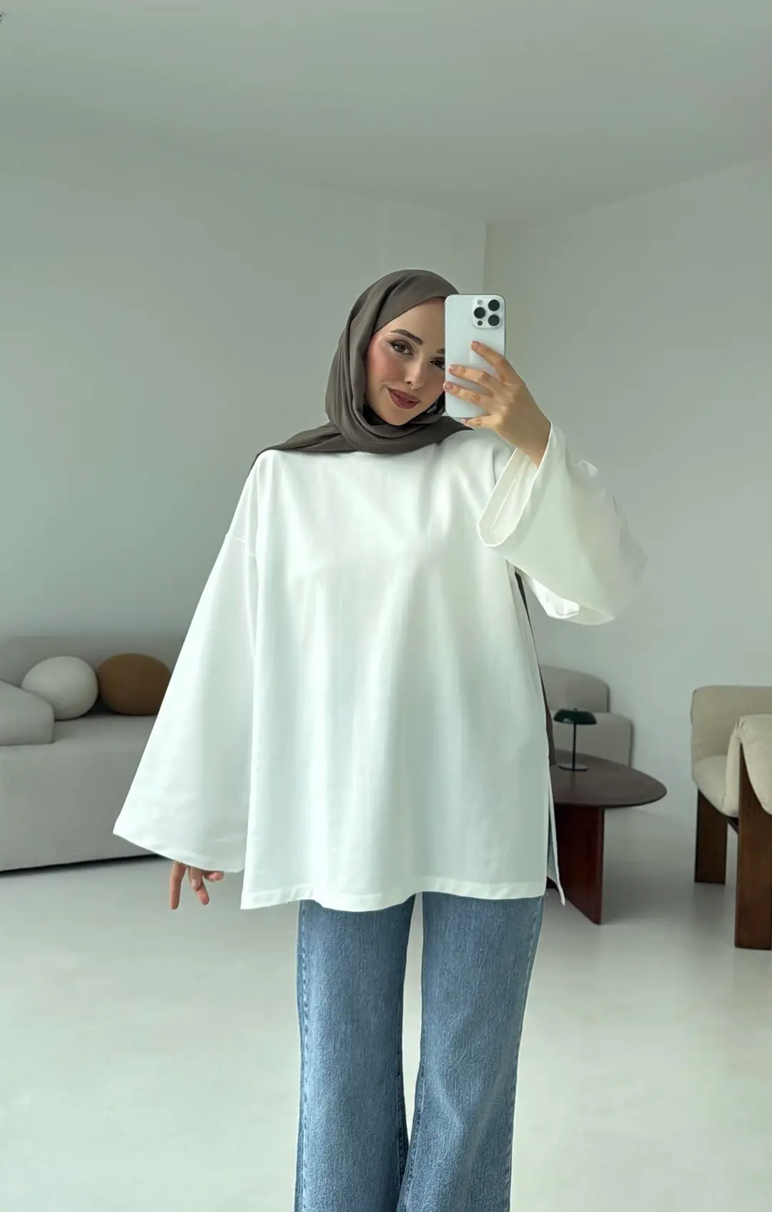 İki iplik Baglamalı Bluz Beyaz - Görsel 4