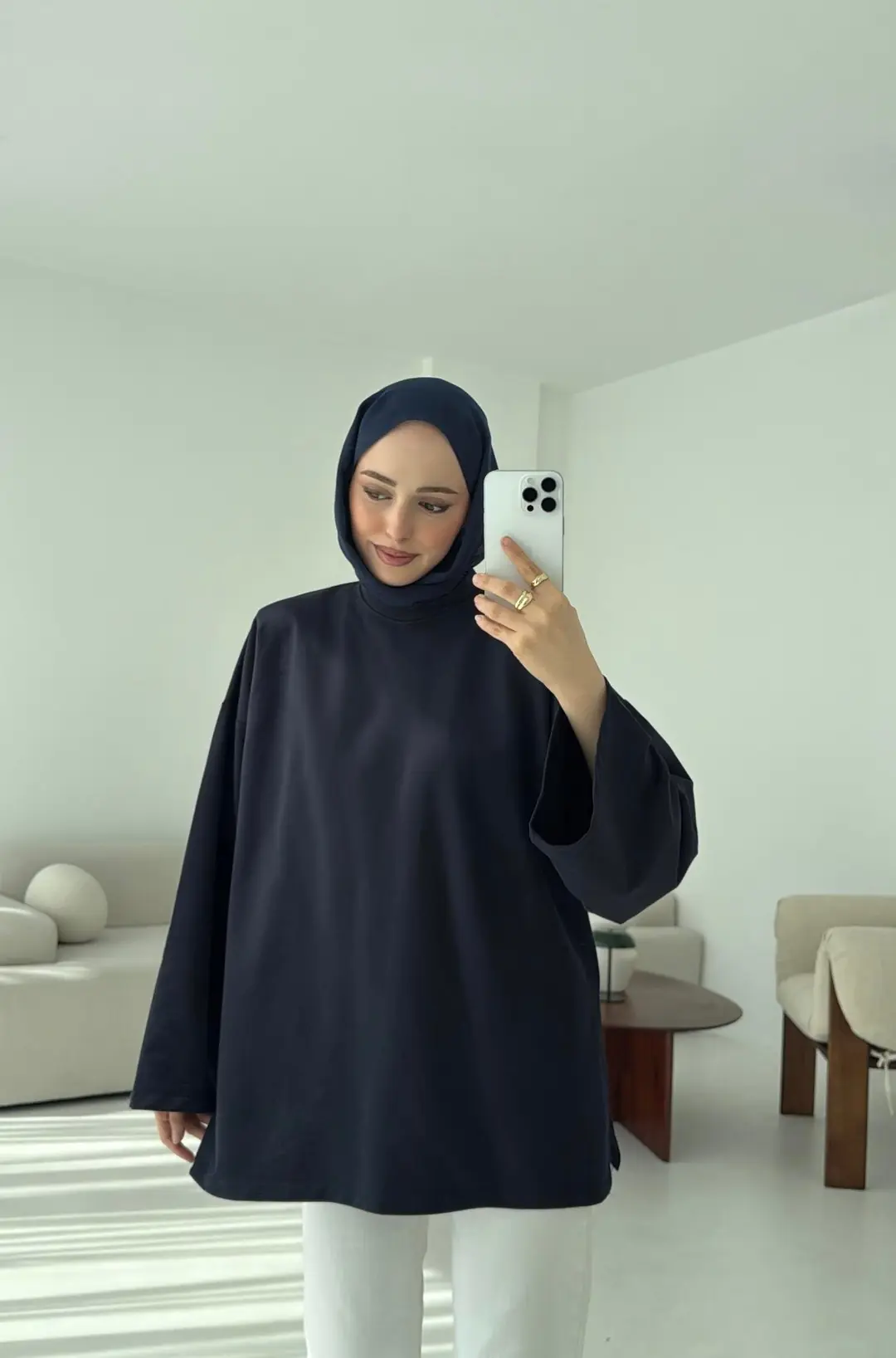 İki iplik Baglamalı Bluz Lacivert - Görsel 2