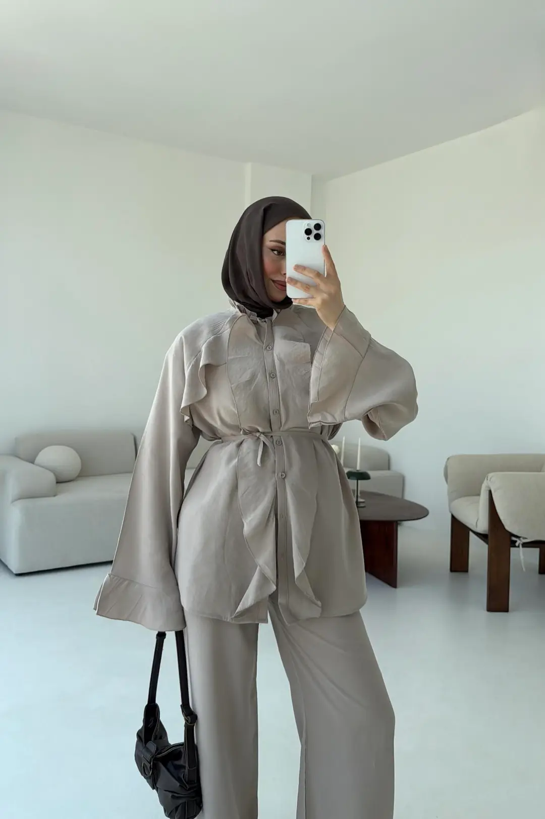 İspanyol Tencel Takım Bej - Görsel 3