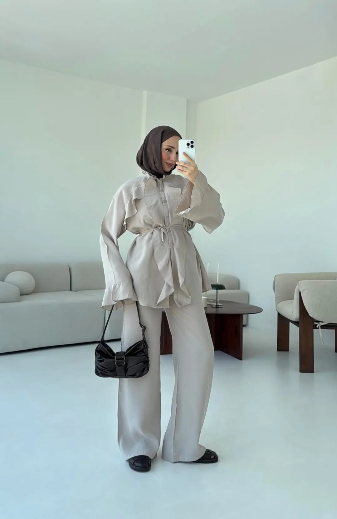 İspanyol Tencel Takım Bej - Görsel 4