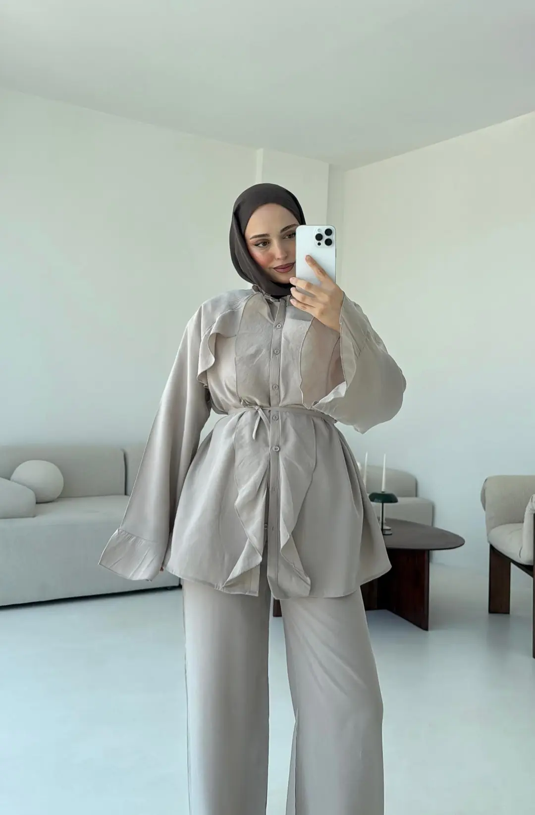 İspanyol Tencel Takım Bej - Görsel 5