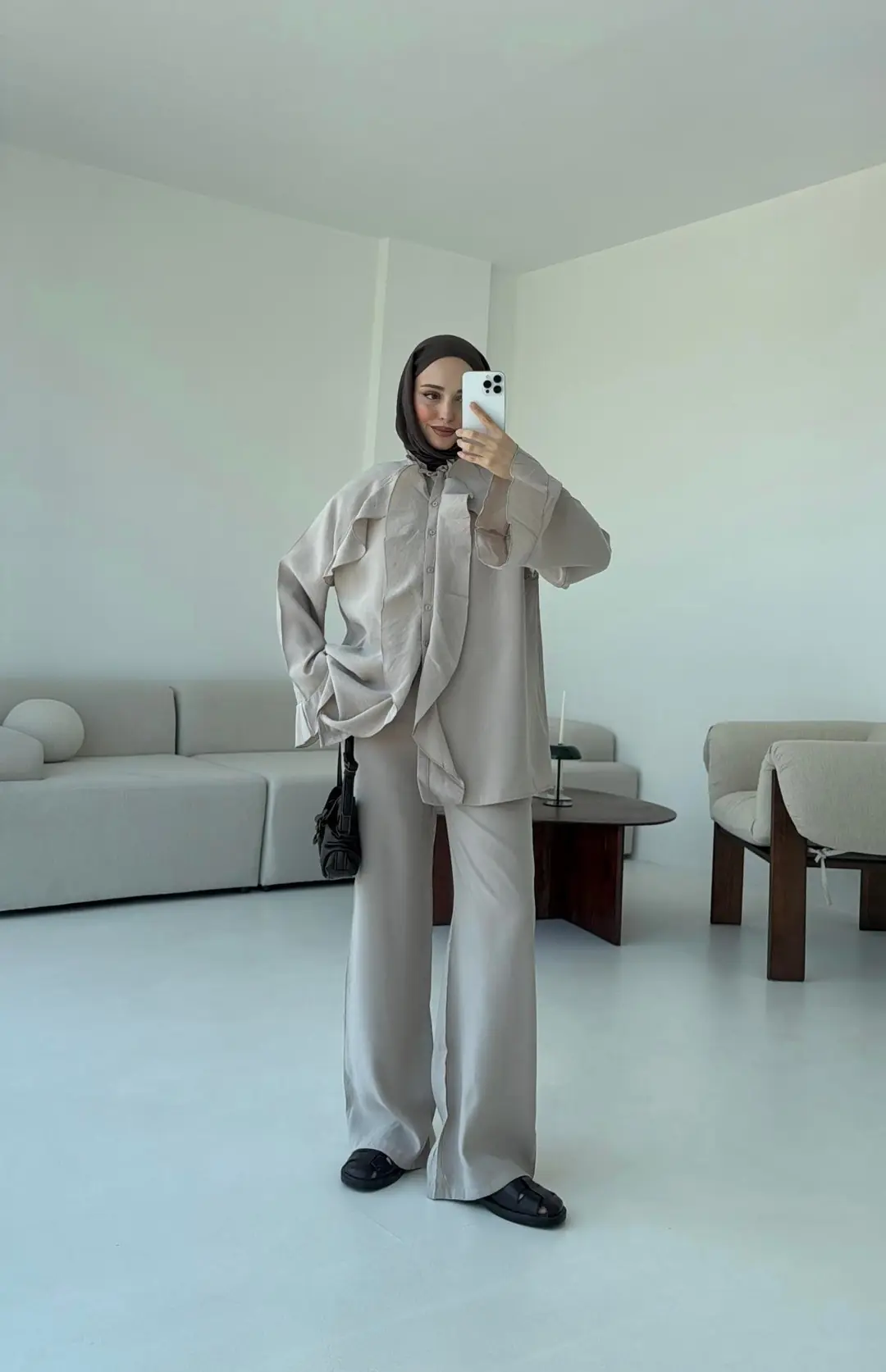 İspanyol Tencel Takım Bej - Görsel 9