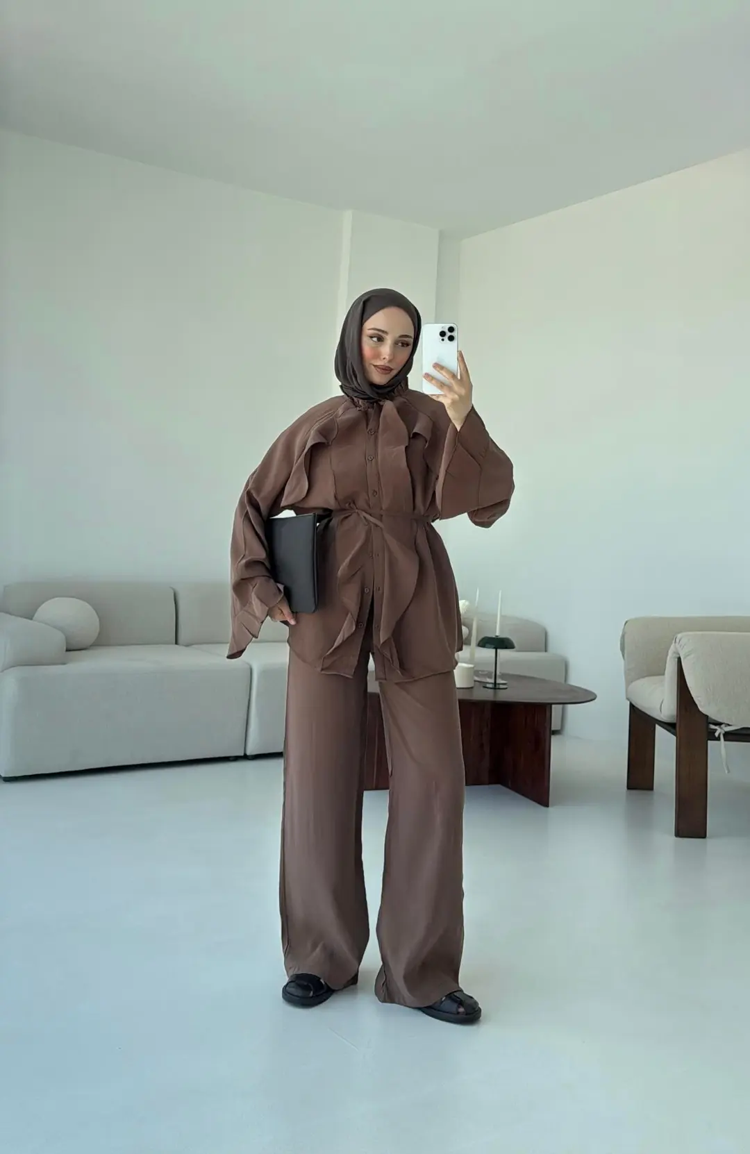 İspanyol Tencel Takım Kahve - Görsel 4