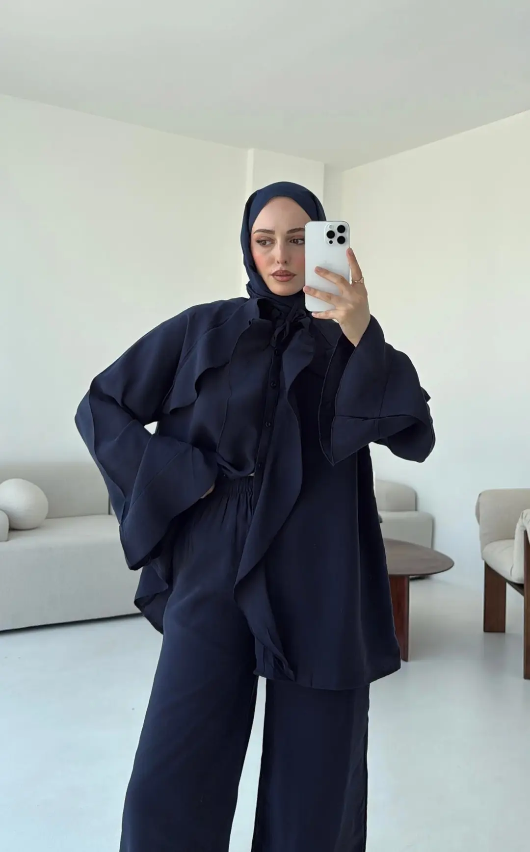 İspanyol Tencel Takım Lacivert - Görsel 4